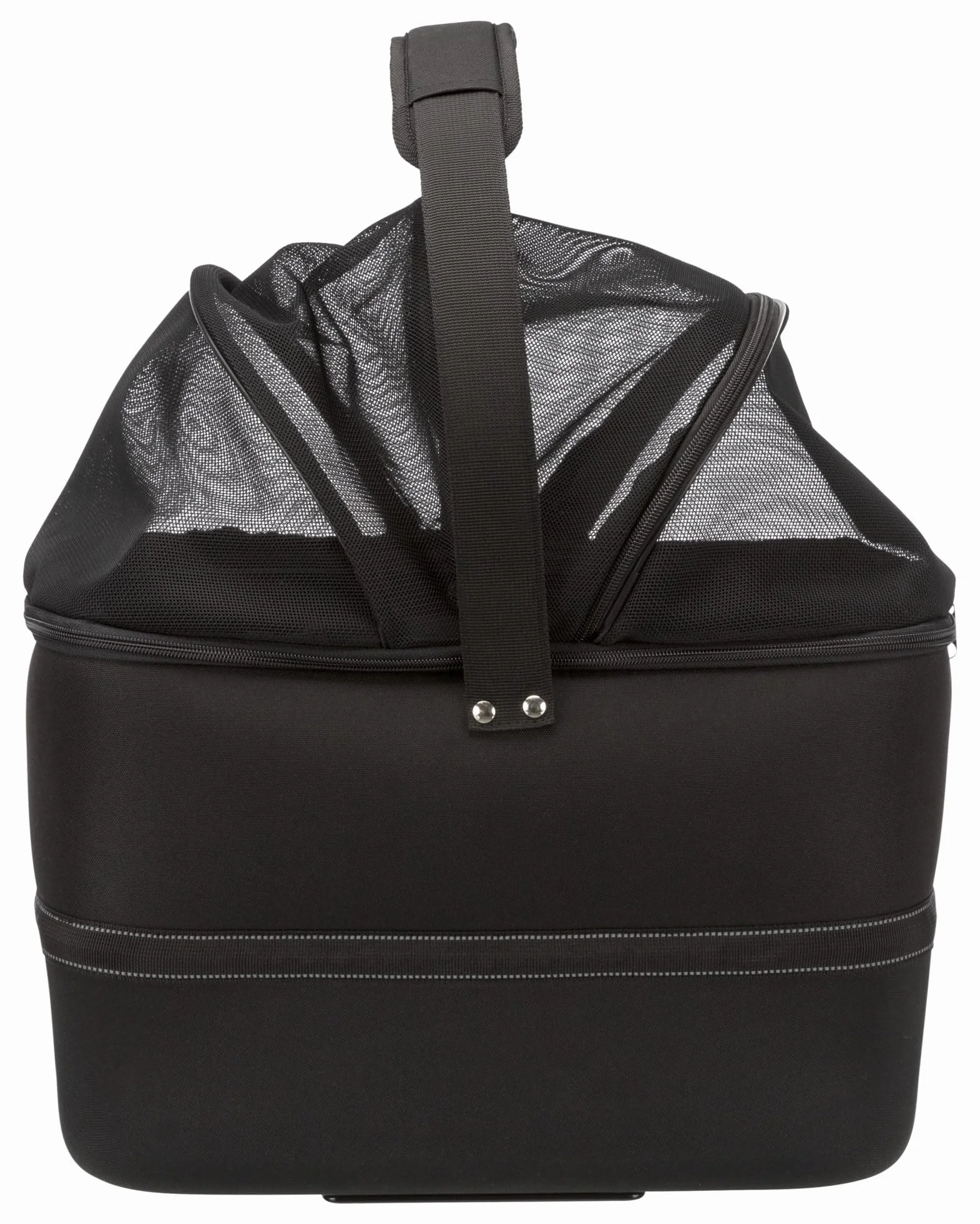 Trixie Cestino Bici Frontale per Cani – Manubrio – Fino a 6 kg – 41 × 47 × 29 cm – Cestino Sicuro con Coperchio a Rete & Protezione Impermeabile Antipioggia Rimovibile