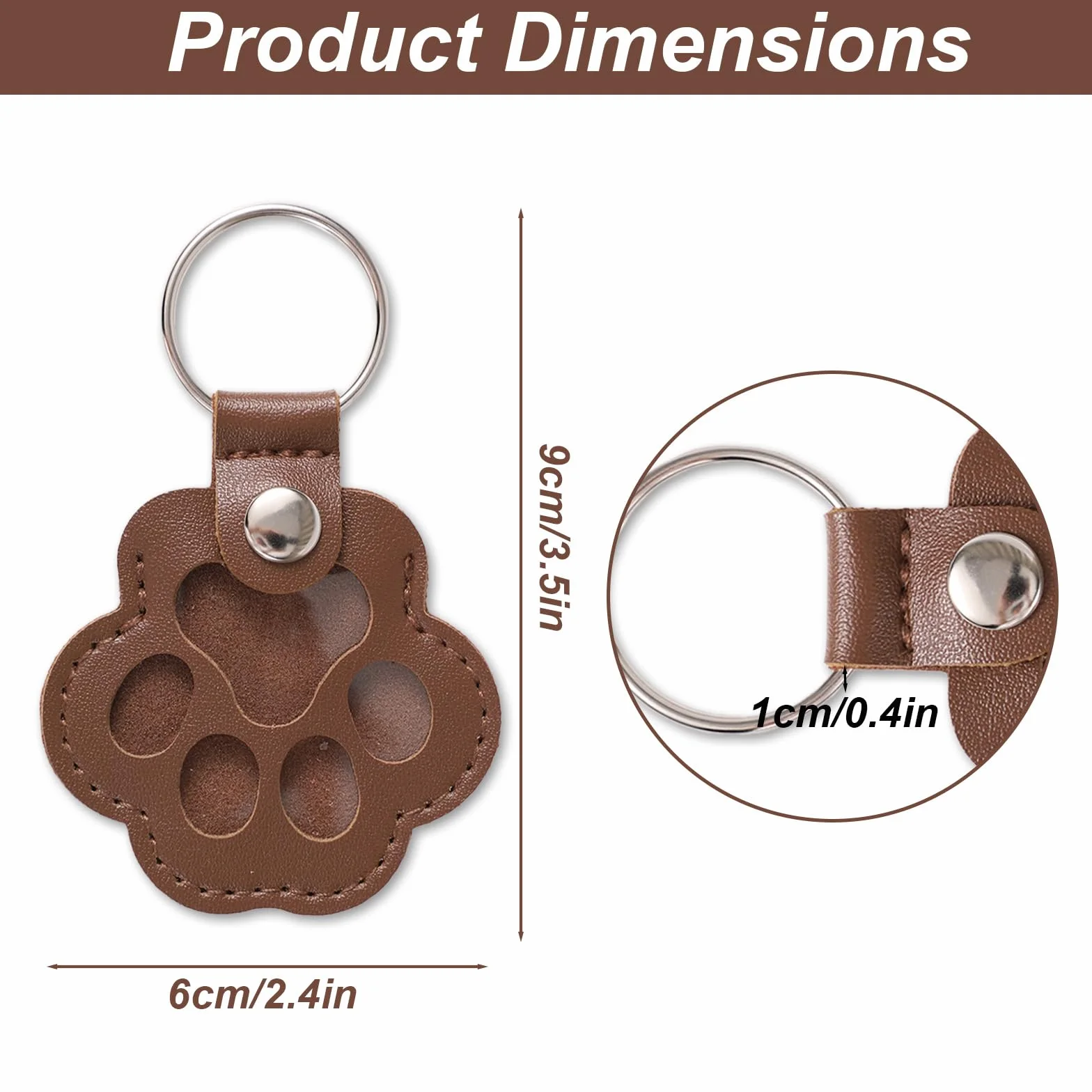3pz Portachiavi per Peli di Animali, Portachiavi in Pelle a Forma Zampa Conservare Peli di Cani e Gatti Ricordo Commemorativo per la Raccolta Domestici (Bianco, Marrone Chiaro, Marrone Scuro)