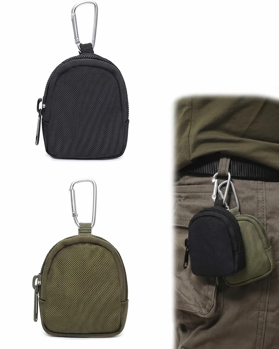 Borsa Addestramento Cane Set 2, Mani Libere con Moschettone, Nero e Verde Militare. Porta Premietti Robusto per Addestramento e Passeggiate Efficaci.