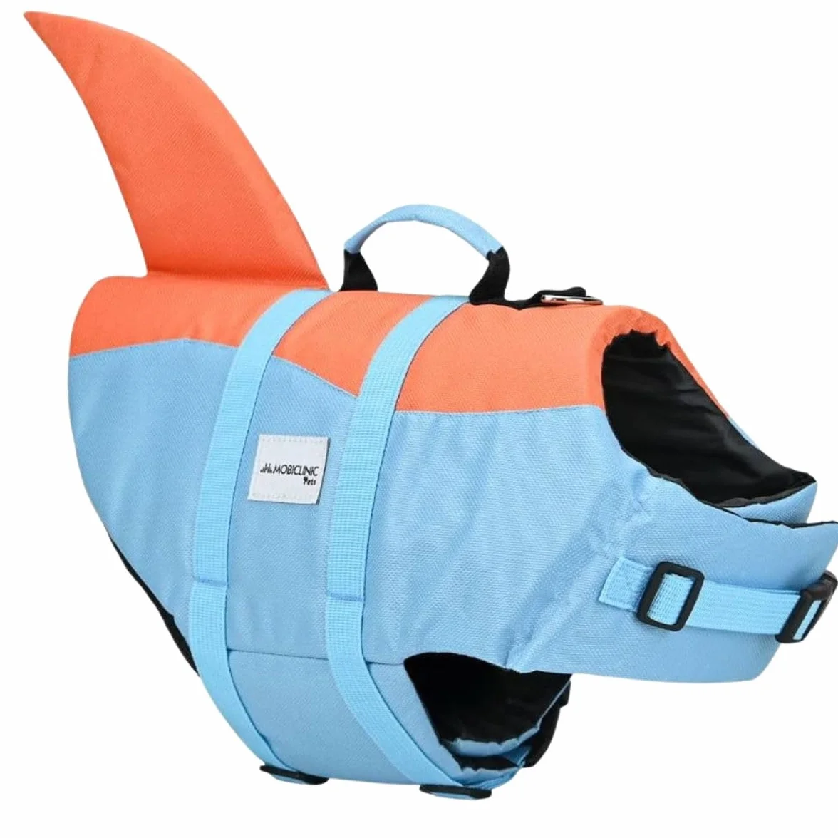 Mobiclinic® Salvagente per Cane Design a Pinna di Squalo Imbracatura Regolabile Galleggiabilità Visibilità Leggero