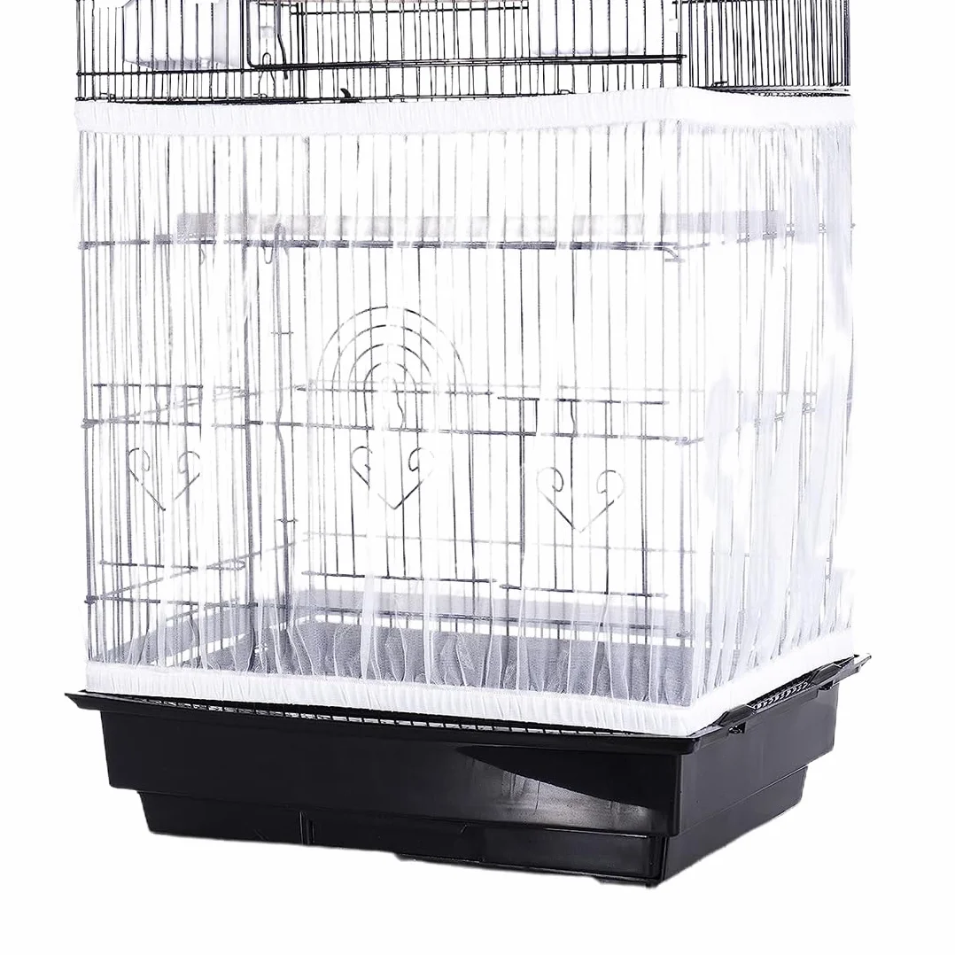 Copertura per Gabbia Uccelli Extra Large Copertura in Rete per Gabbia Uccelli di Nylon con Cattura di Piume Semi Protezione Gonna Morbida Ariosa per Parrocchetto Ara Circonferenza Regolabile 150-200cm