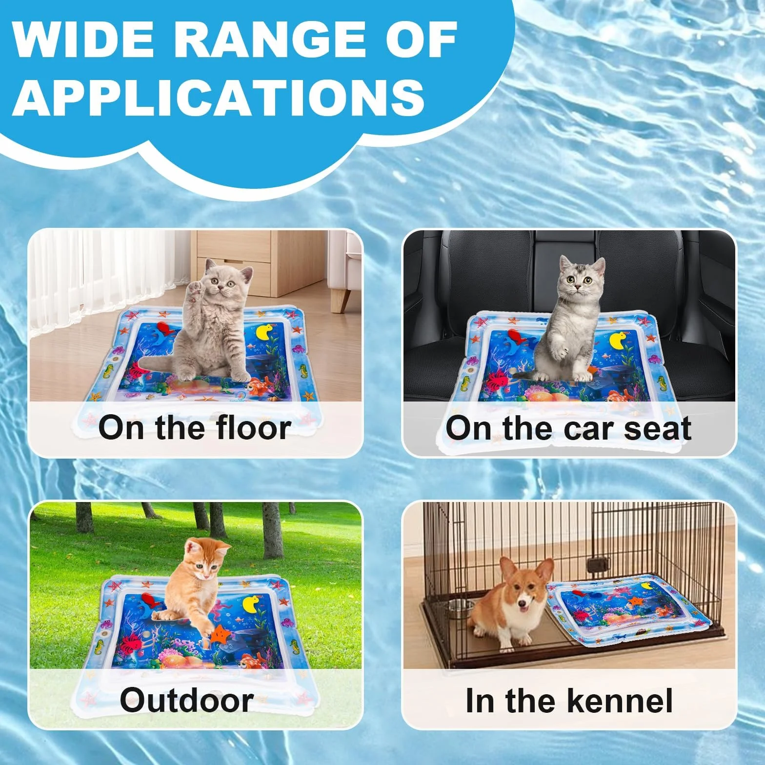 Tappetino Ad Acqua Cat, Tappetino con Acqua per Gatti, Tappetino Gonfiabile per Animali, Tappetino Sensoriale Ad Acqua per Gatti, Giochi Interattivi per Cani e Gattis (A)