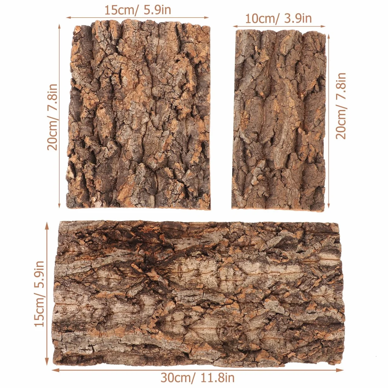 POPETPOP 3 Pezzi Corteccia di Sughero Naturale per Terrario, Sfondo per Rettili, Decorazione per Acquario e Vivario, Kit Varie Dimensioni per Drago Barbuto e Geco