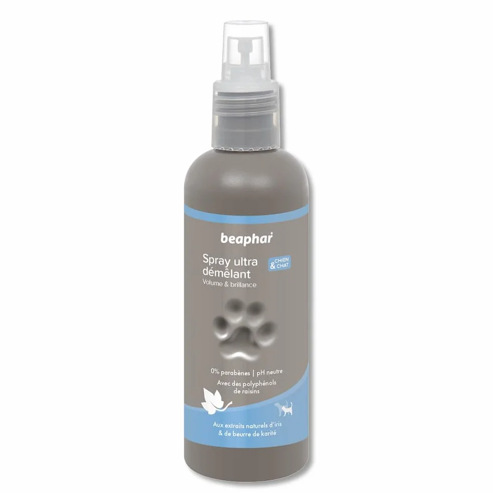 BEAPHAR - Spray ultradistricante per cani - Estratti naturali di Iris, Latte di Karitè e polifenoli d'uva - Districa, idrata, ammorbidisce, protegge il pelo - Pronto all'uso, senza risciacquo - 200 ml