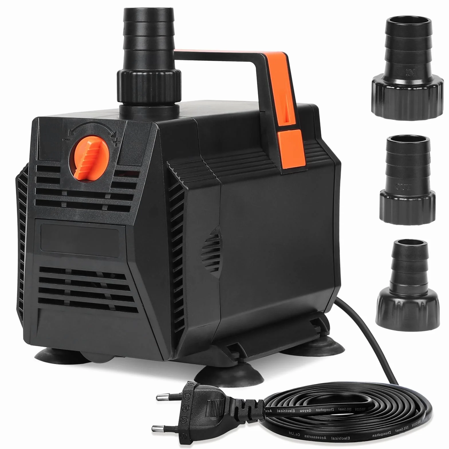 SWAWIS Pompa Acquario Pompa Laghetto 60W 3500L/H Anfibia Portata Regolabile con Filtro e 3 Ugelli per Acquari, Laghetti, Fontane