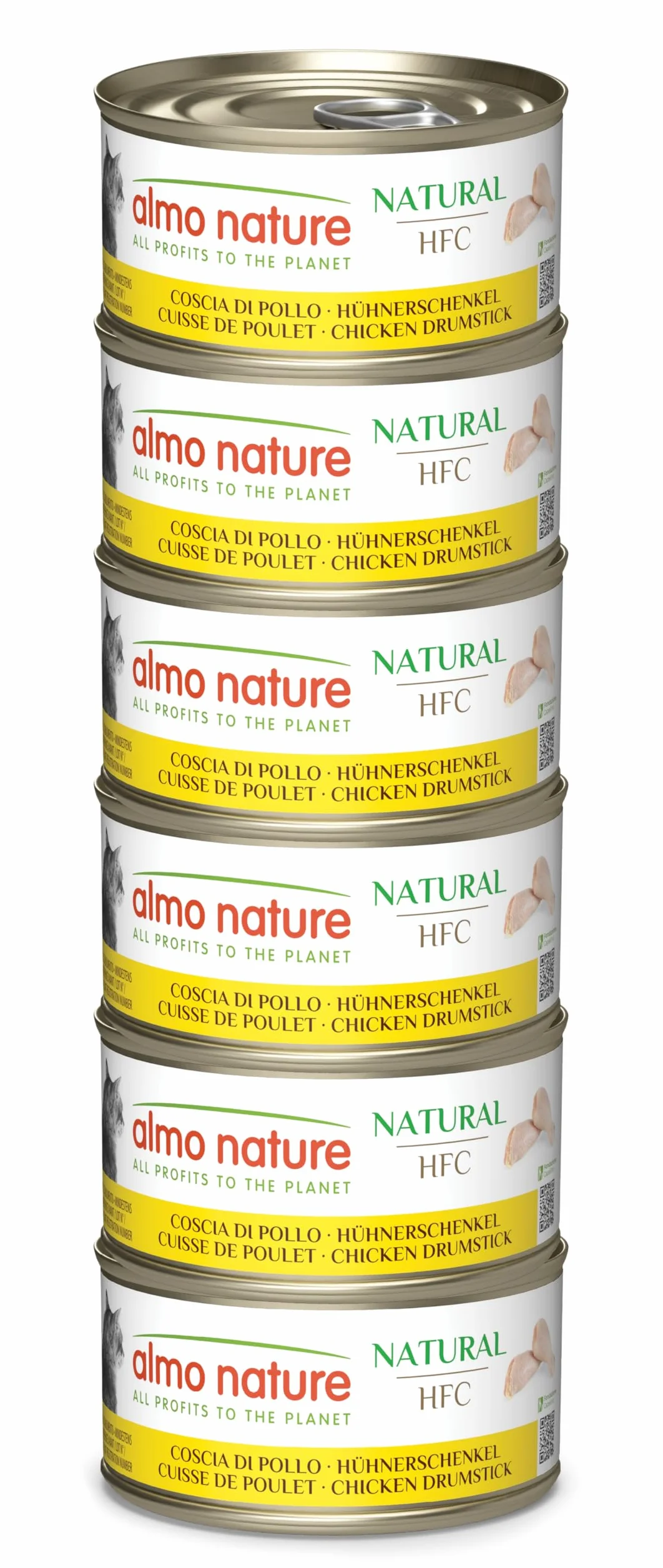 Almo Nature HFC Natural Alimento Umido per Gatti - Coscia di Pollo - Confezione da 420 g (6 x 70 g)
