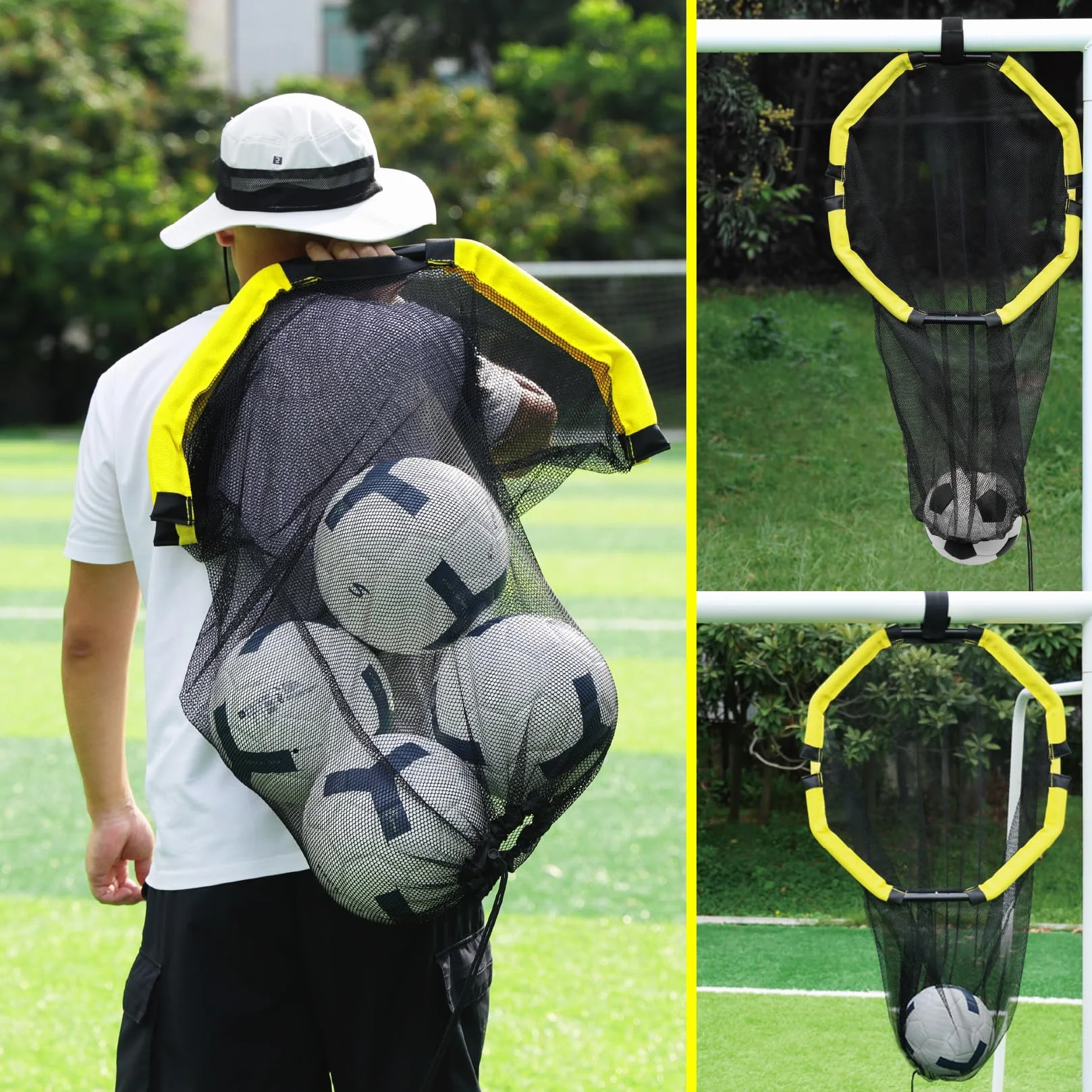 Happy Jump 3-in-1 Rete Bersaglio per Calcio, Attrezzatura da Allenamento Facile da Montare con Tubi in Metallo per Precisione di Tiro