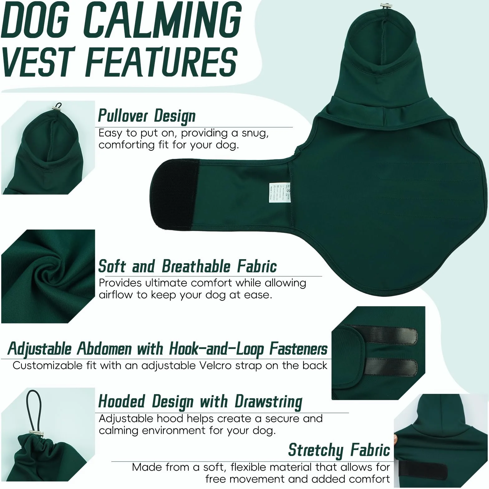 Giacca Ansiolitica Per Cani Cappotto Anti-Ansia Con Cappuccio Calmante Leggero XS