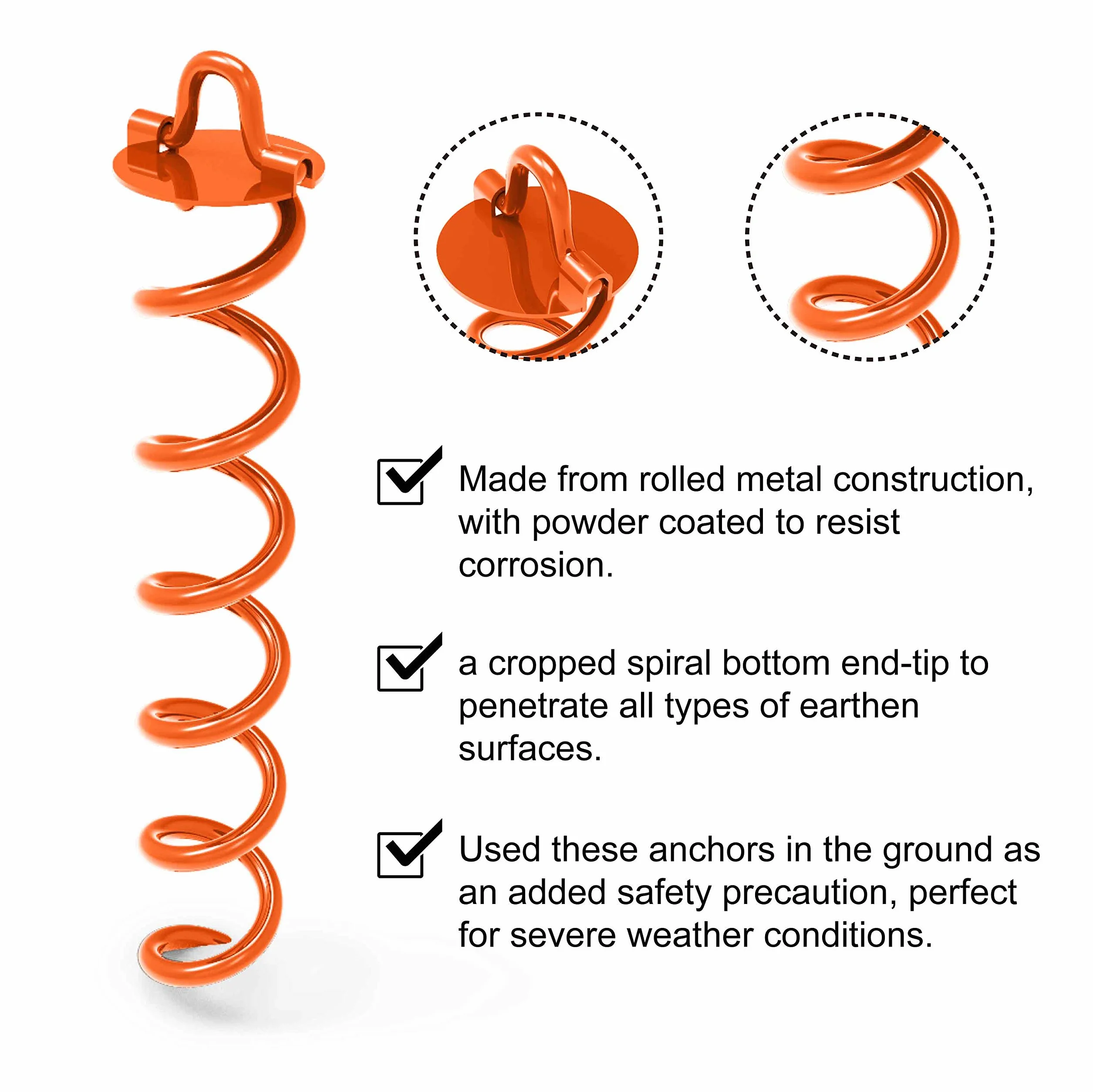 ABCCANOPY Ancoraggio a spirale con laccio per cani, picchetti di ancoraggio per trampolino per altalene di ancoraggio, porta da basket portatile, gazebo, tenda, legami bonus per legare il cane, 4