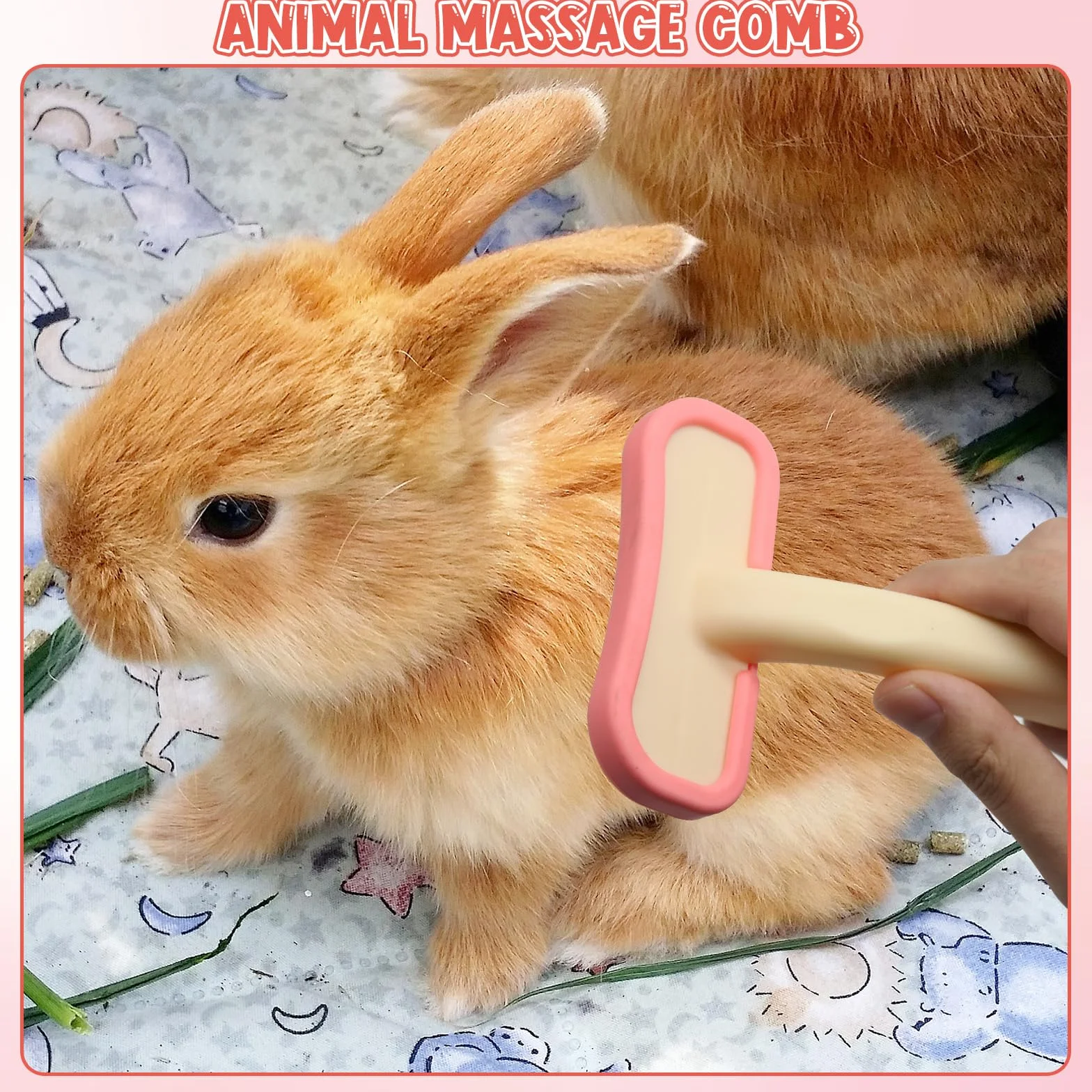 Spazzola per conigli, pettine massaggiante in silicone morbido per piccoli animali, pratica spazzola per conigli per la toelettatura, kit per la toelettatura, adatto a gatti, cuccioli