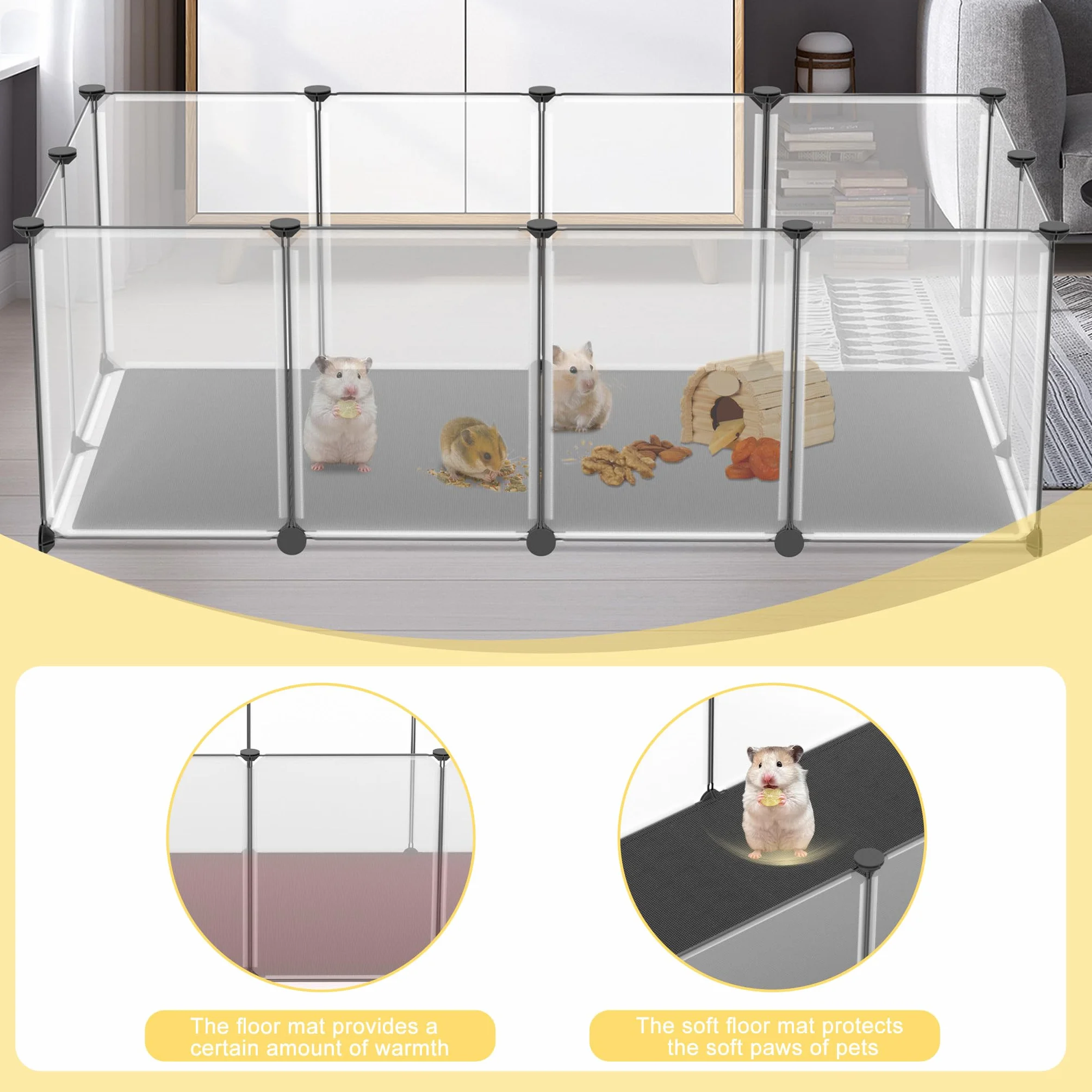 ACXIN Recinto per animali domestici 12 pezzi con piastre di fondo, comoda base, 143×73×46 cm – ideale come scatola per cani, gatti, conigli, porcellini d'india, recinto per animali, recinto per