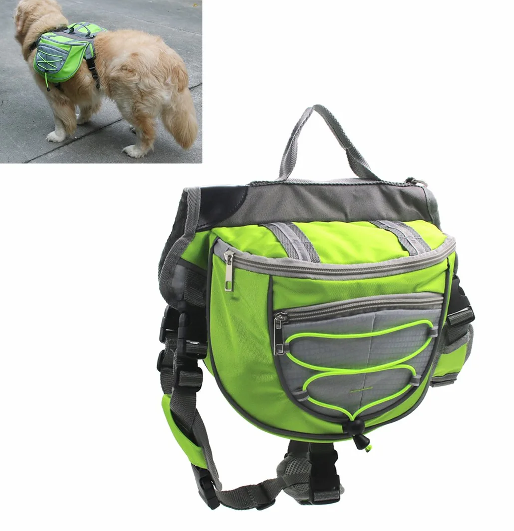 Xiaoyu Zaino per cani, porta bretelle a sella regolabile, per il viaggio campeggio trekking, verde, L