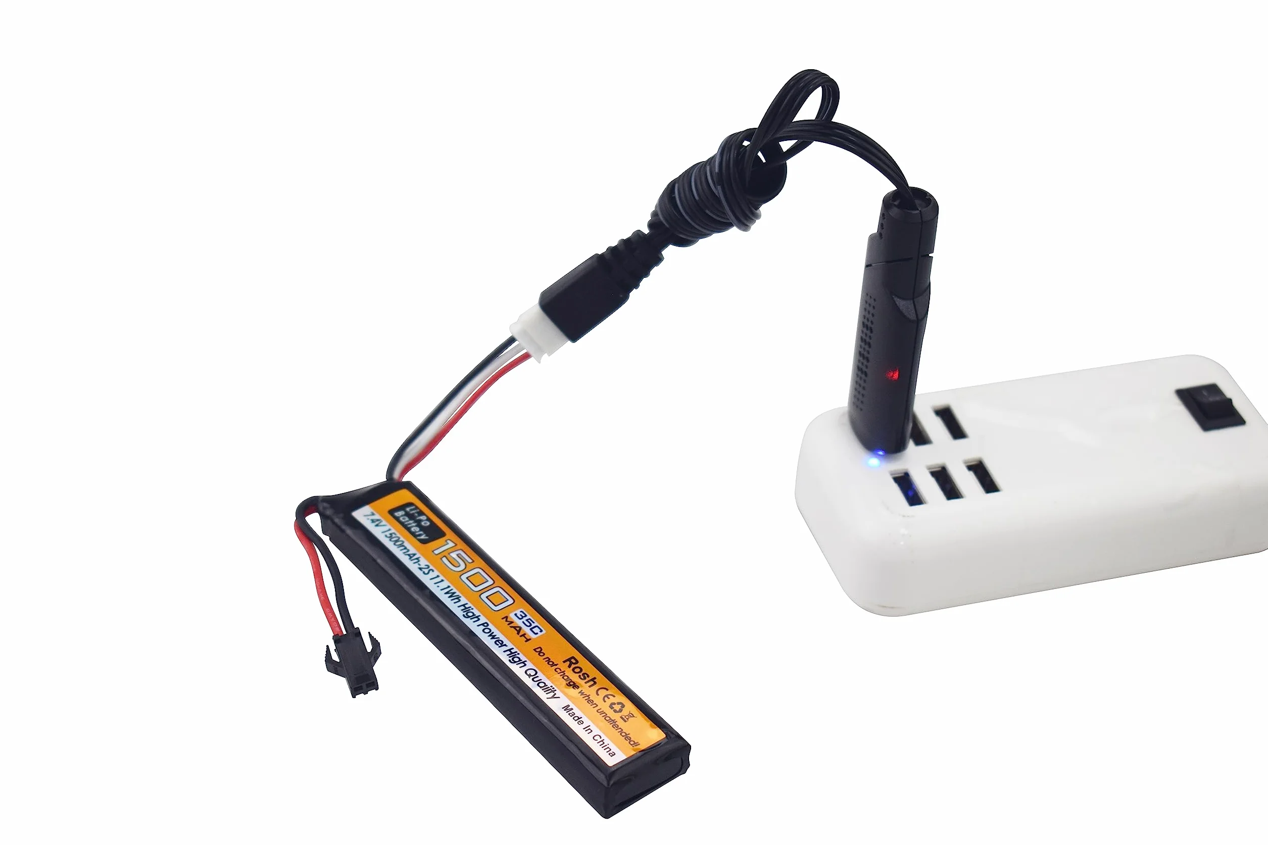 2PCS 7.4V 35C 1500mAh Spina SM-2P Spina T Spina Odamiya Li-ion batteria con cavo di ricarica USB per Airsoft modello pistole fucili RC auto droni