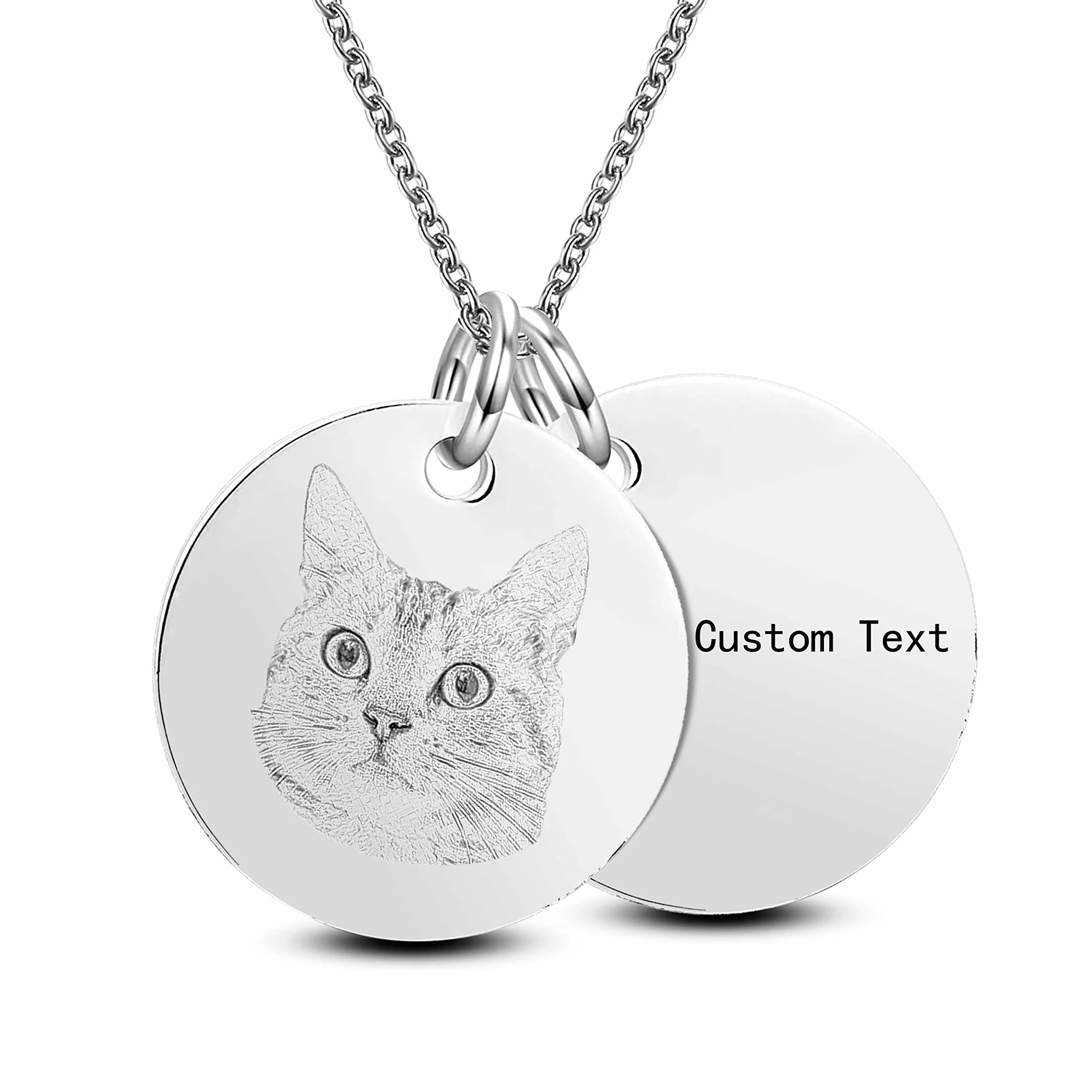 Ciondolo a forma di moneta personalizzato collana disco argento regalo ricordo foto inciso