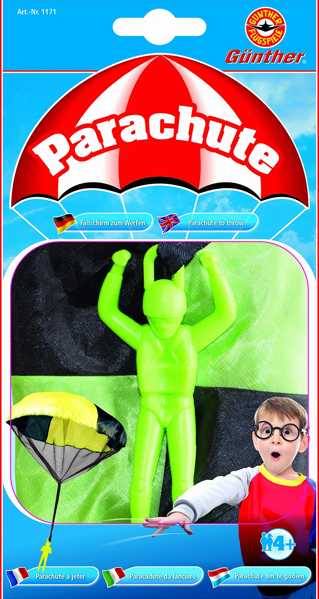 GÜNTHER FLUGSPIELE Parachute à lancer 46 cm couleurs assorties