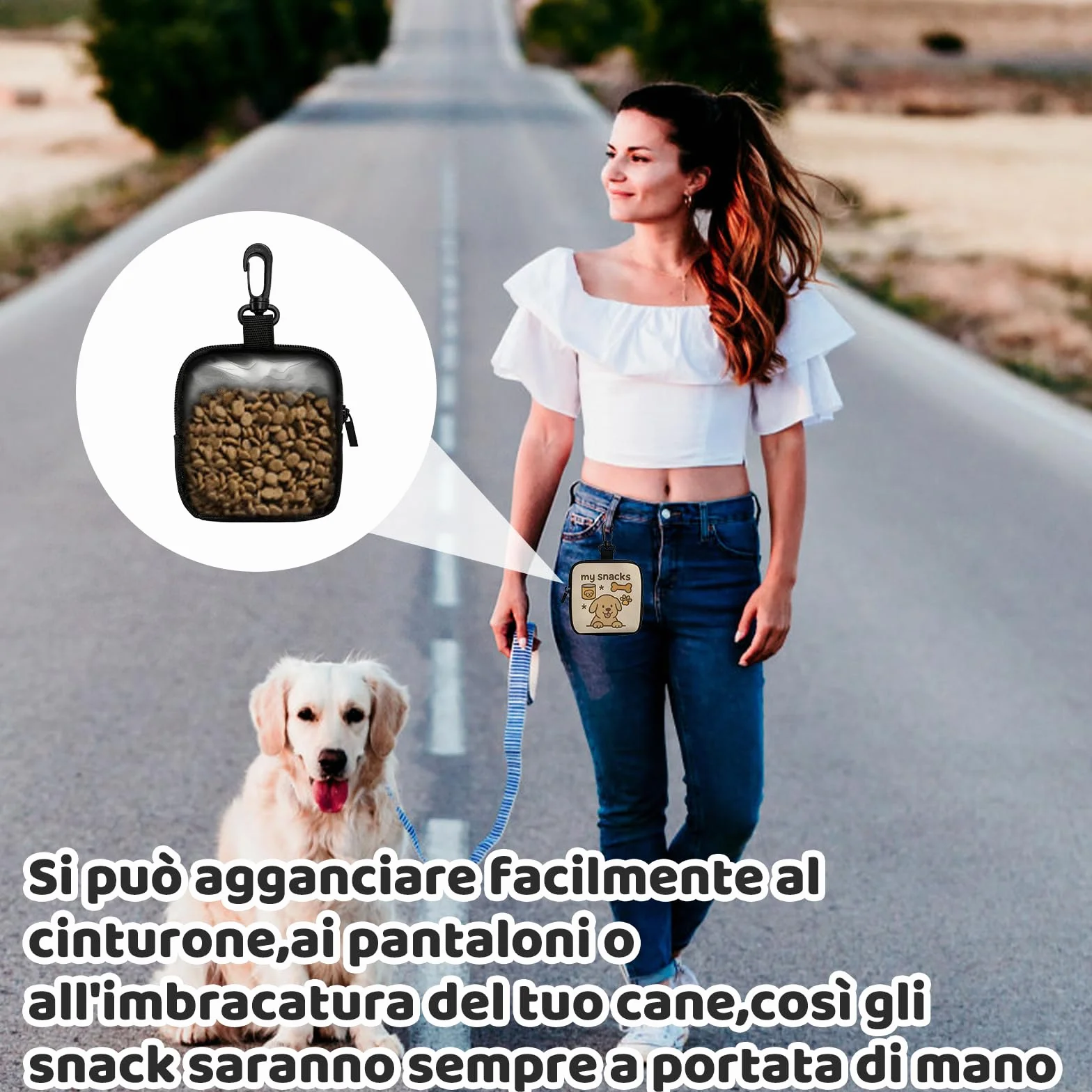 VEGCOO 2 Pezzi Sacchetti Portatili Per Animali Domestici con Zip, Porta Premietti per Cani Borsa con Moschettone, Borsa Addestramento Cane Porta Premietti per Cani per Viaggi, Uso Esterno