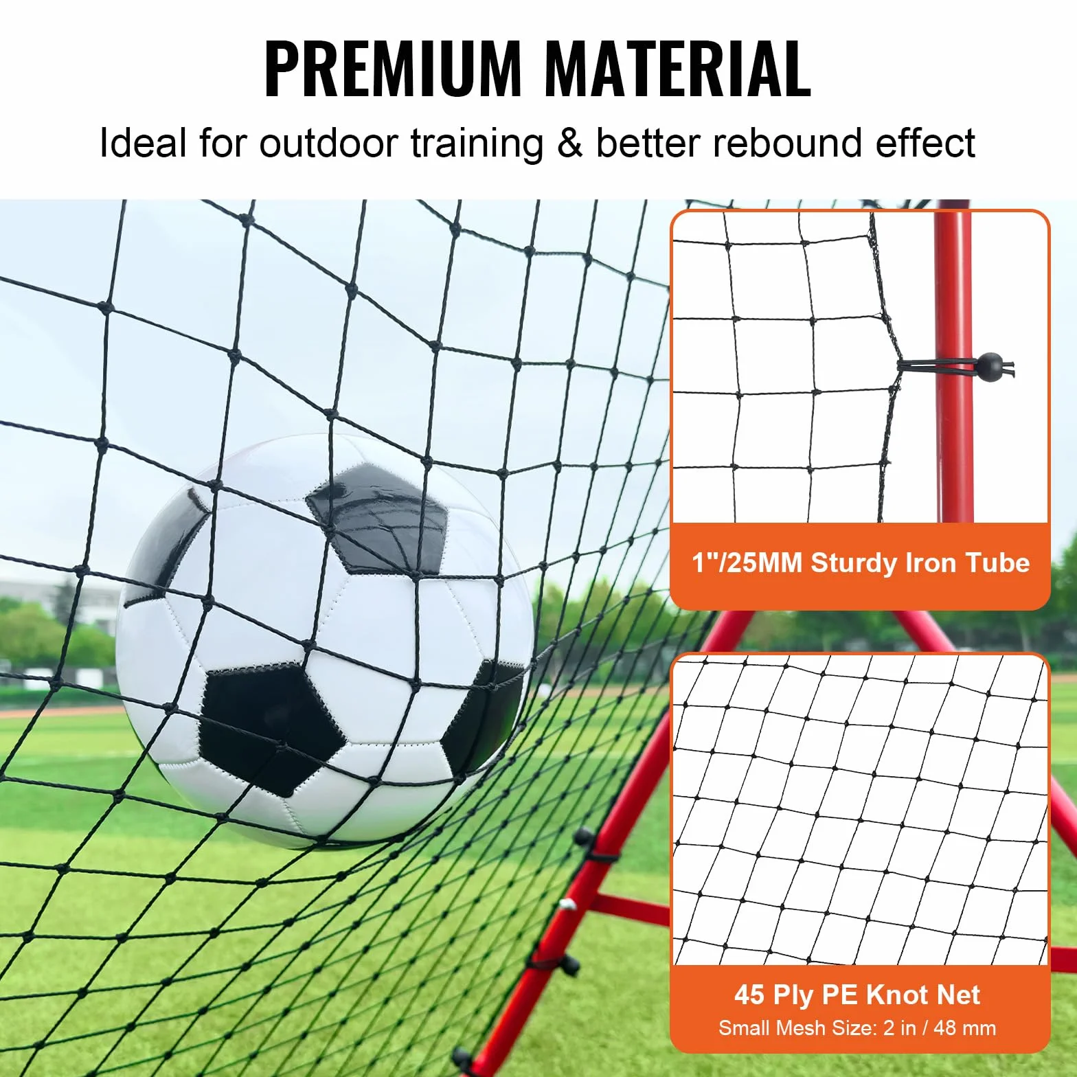VEVOR Rete da Calcio Rimbalzo Pop Up 1 x 1m Rete da Calcio Rimbalzo da Allenamento Portatile per Giardino Angolo Regolabile Tubo in Ferro Rete in PE, Obiettivo Calcio Pieghevole Bambini Adolescenti