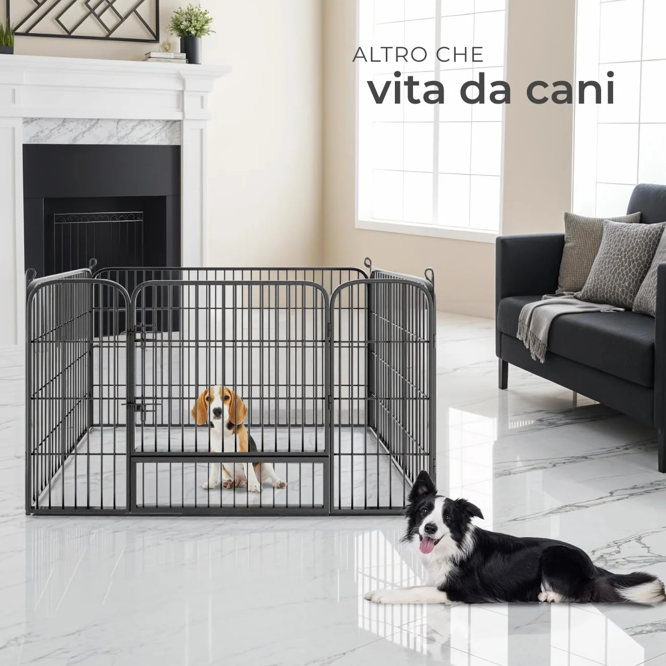 Tectake Recinto per Animali di Piccola Taglia Set 4 Pannelli Pieghevole 70x85 cm