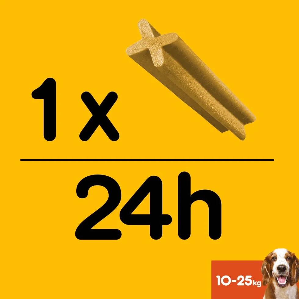 Pedigree Dentastix Snack per la Igiene Orale, Cane Medio 10-25 kg Confezione Scorta, 56 Bastoncini - 8 x 180 gr
