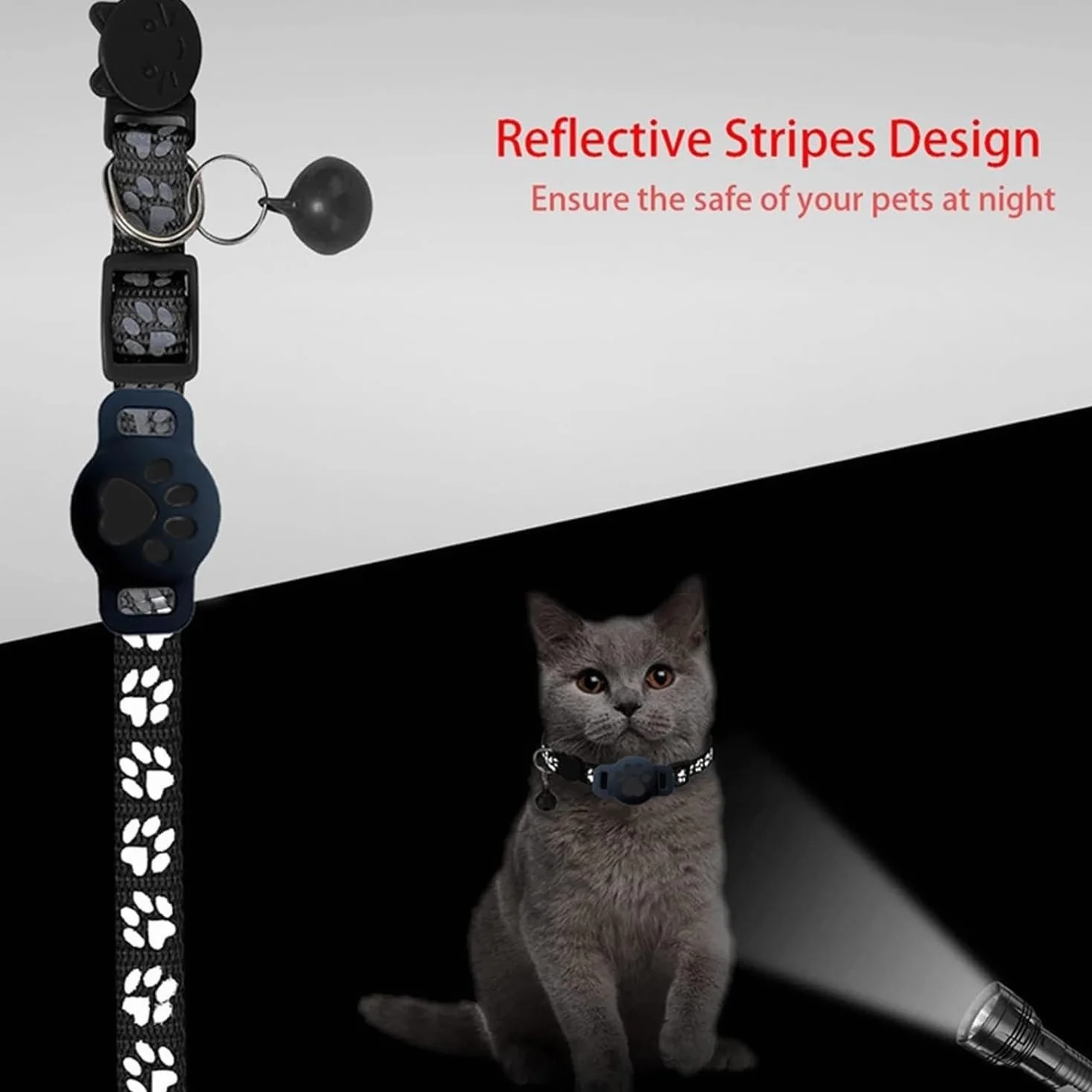 Collare GPS per Gatto Senza SIM e Senza Abbonamento, Localizzatore per Gatti Compatibile con Apple e Android Find My, Tracker Bluetooth con Posizione in Tempo Reale(Nero+Nero,IOS+Android)