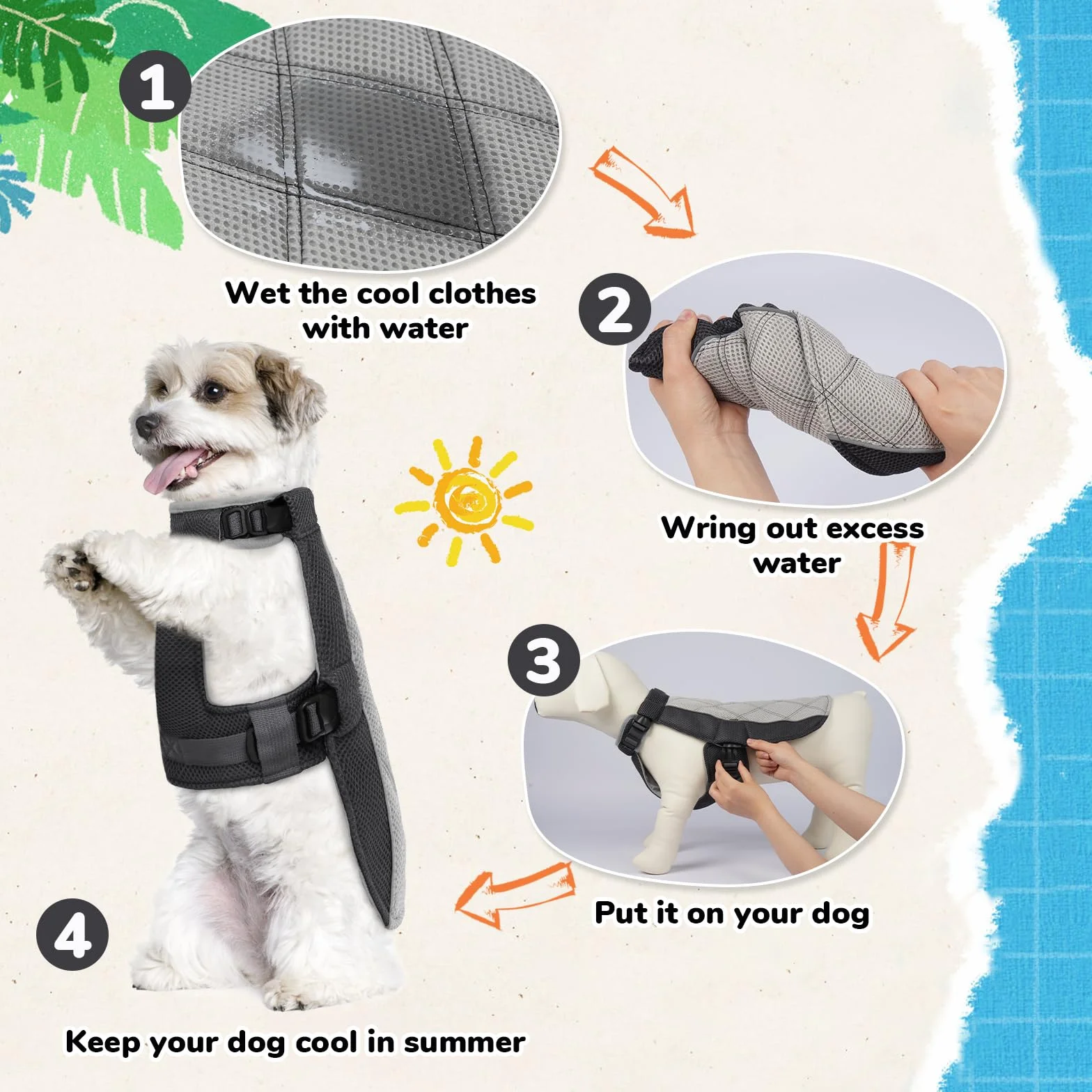 Giubbotto Refrigerante Cane Traspirante Gilet Rinfrescante con Pettorina Grigio Antracite M