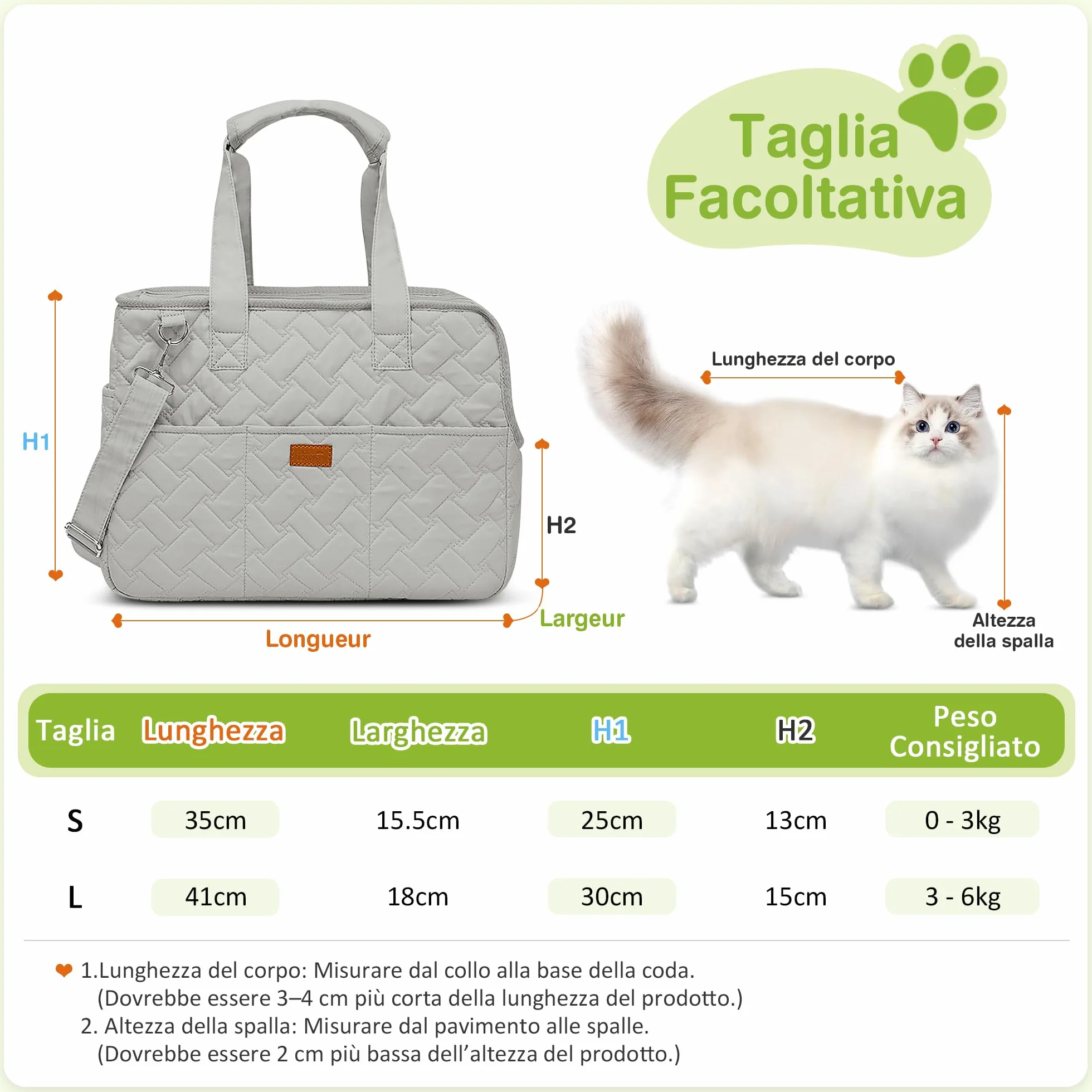 ALLSOPETS Trasportino per Gatti, Borsa Trasportino per Cani Piccoli, Tracolla Pieghevole in Tessuto Traspirante, Borsa Morbida da Viaggio con Tasche per Animali Domestici (Grigio Stellato, L)