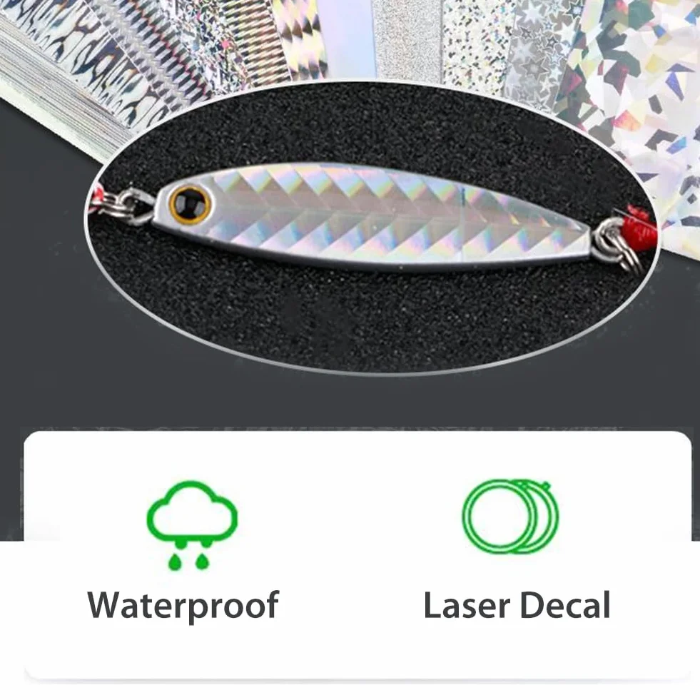 SUPERFINDINGS 18 szt. Olograficzne Nastro Adesivo Richiamo di Pesca Squame di Pesce Argento