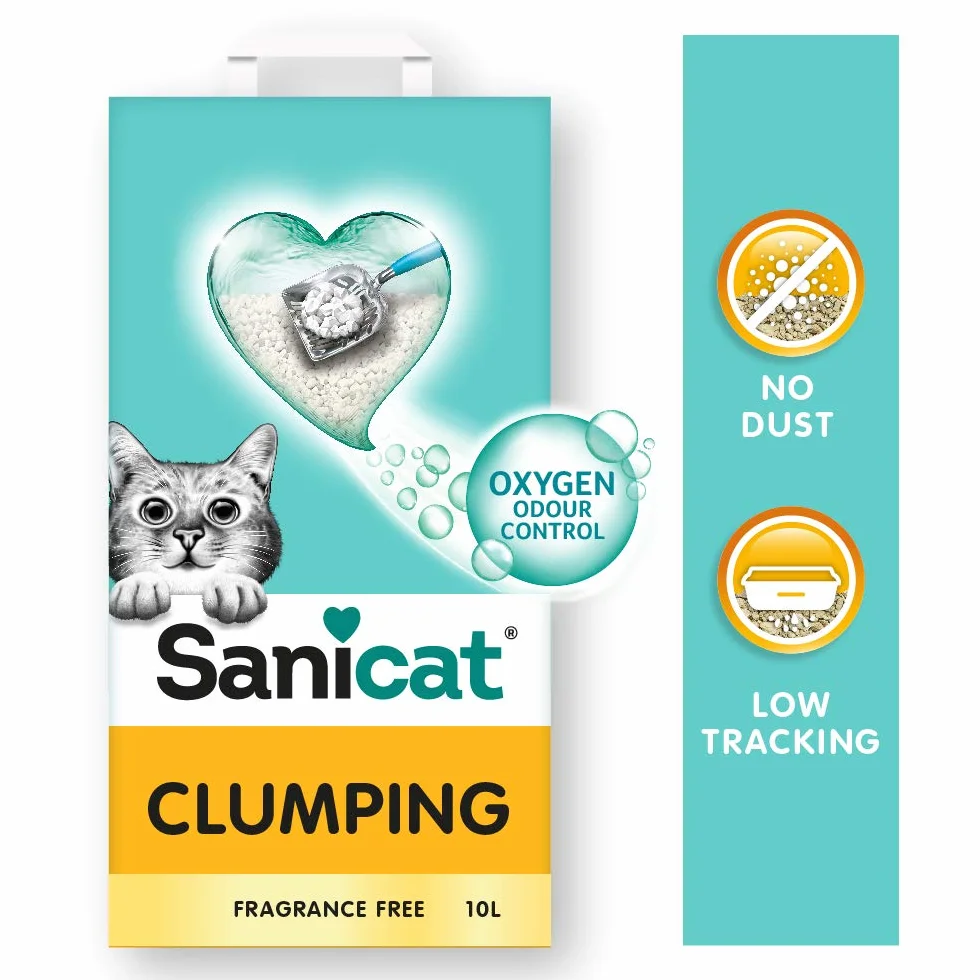 Sanicat - Lettiera per gatti agglomerante senza profumo | A base di minerali naturali per garantire il controllo dei cattivi odori | Assorbe l'umidità e facilita la pulizia