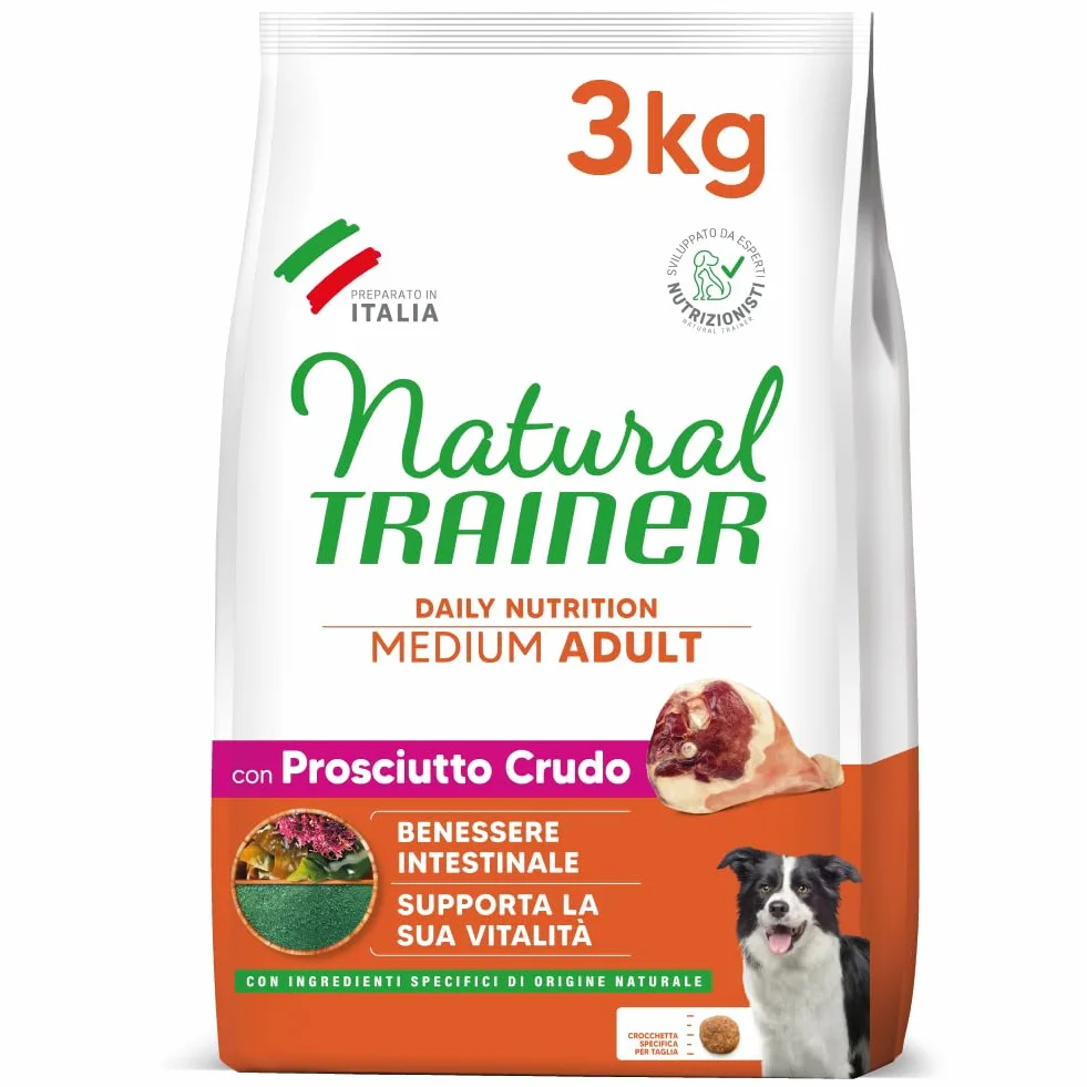 Trainer Natural Cibo per Cani Medium Adult, Prosciutto Crudo, 3 Kg
