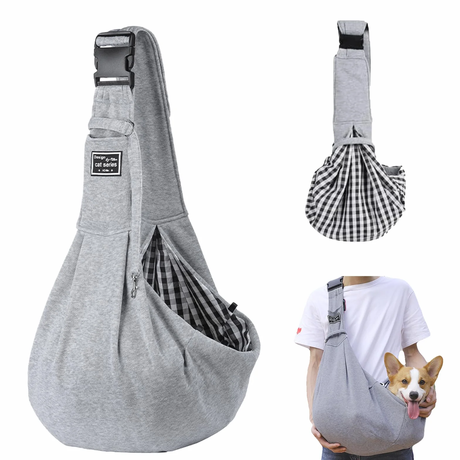 Borsa per cani fino a 10 kg, borsa per il trasporto portatile per cani, per passeggiate, attività all'aperto ed escursioni (grigio)