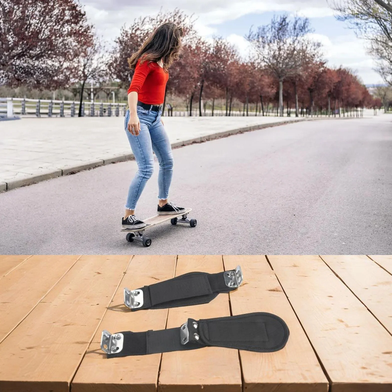 Mountain Skateboard Supporto Longboard Fissaggio Lega Alluminio Fuoristrada Nero