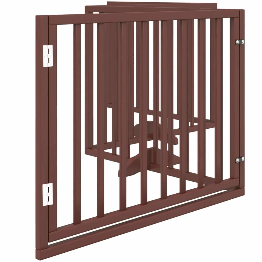 vidaXL Cancelletto per cani pieghevole 4 pannelli 320 cm legno di pioppo marrone