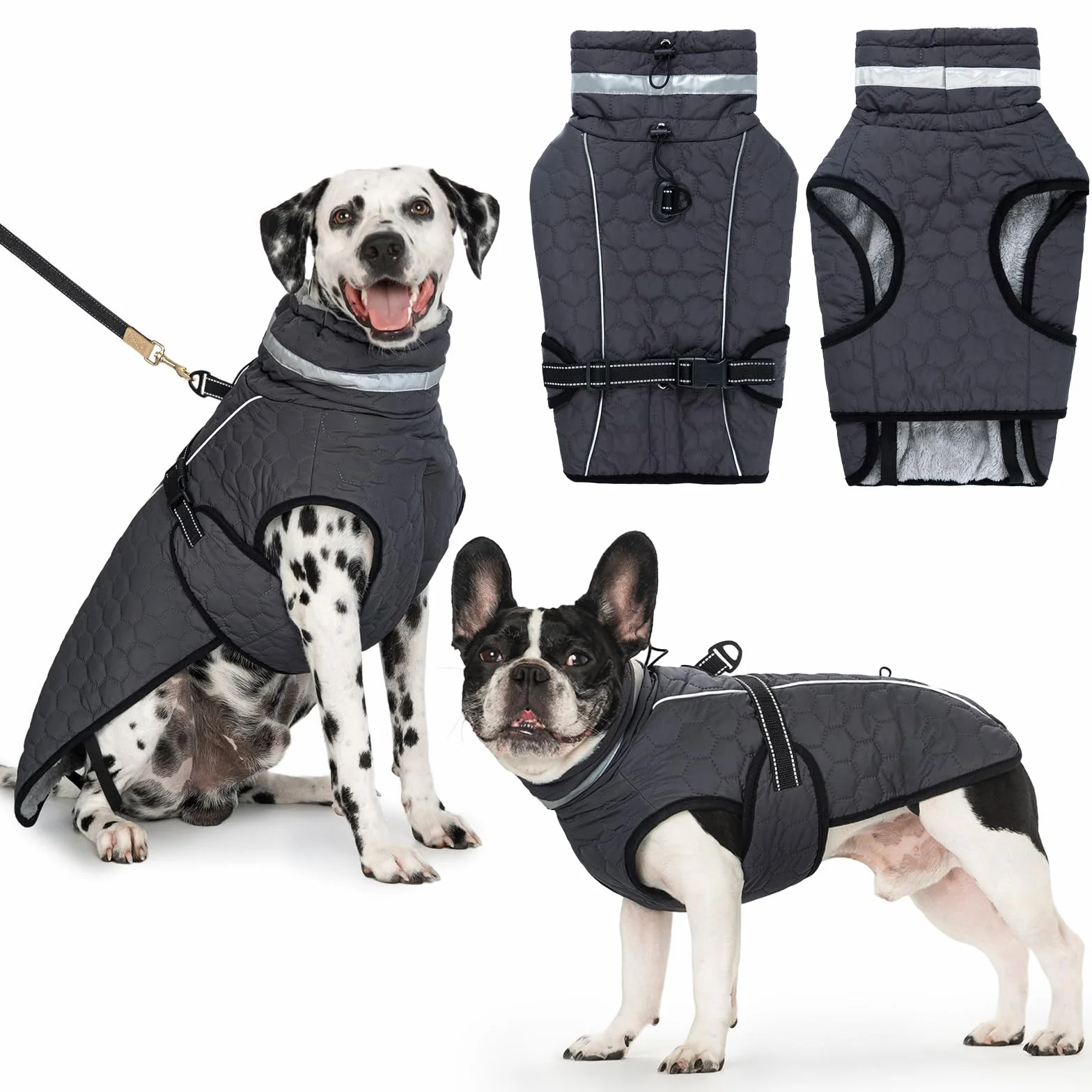 Cappotto Impermeabile Cane Giubbotto Pile Invernale Caldo Regolabile Riflettente Taglia Piccola Media Grande