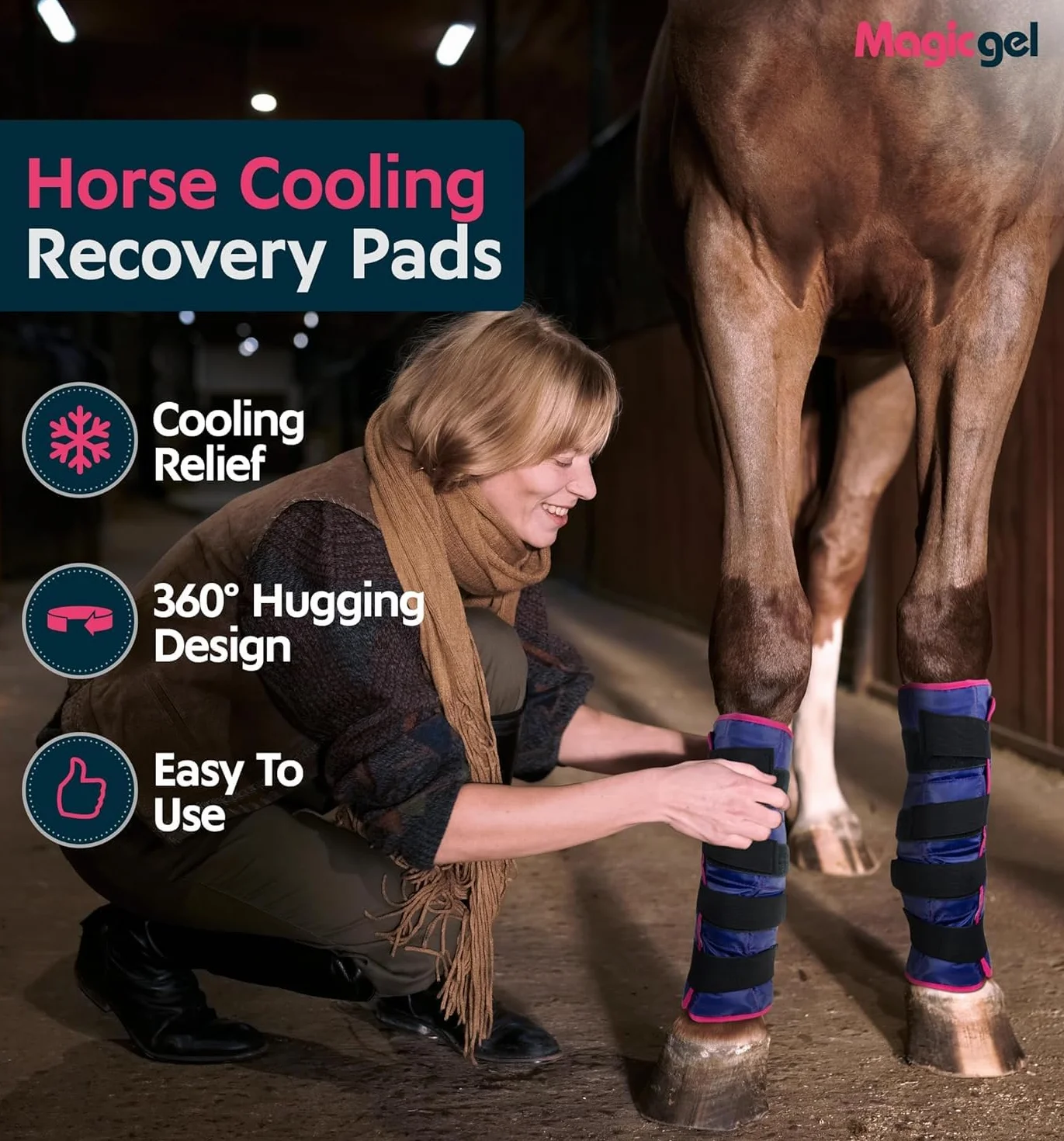 Magic Gel Impacco Ghiaccio per Cavalli - Impacchi Gel per Raffreddamento: Gambe, Garretto, Caviglia, Ginocchio e Zoccoli. Stivale Ghiaccio Gel Singolo per Stinco Cavallo (Doppio pacco)