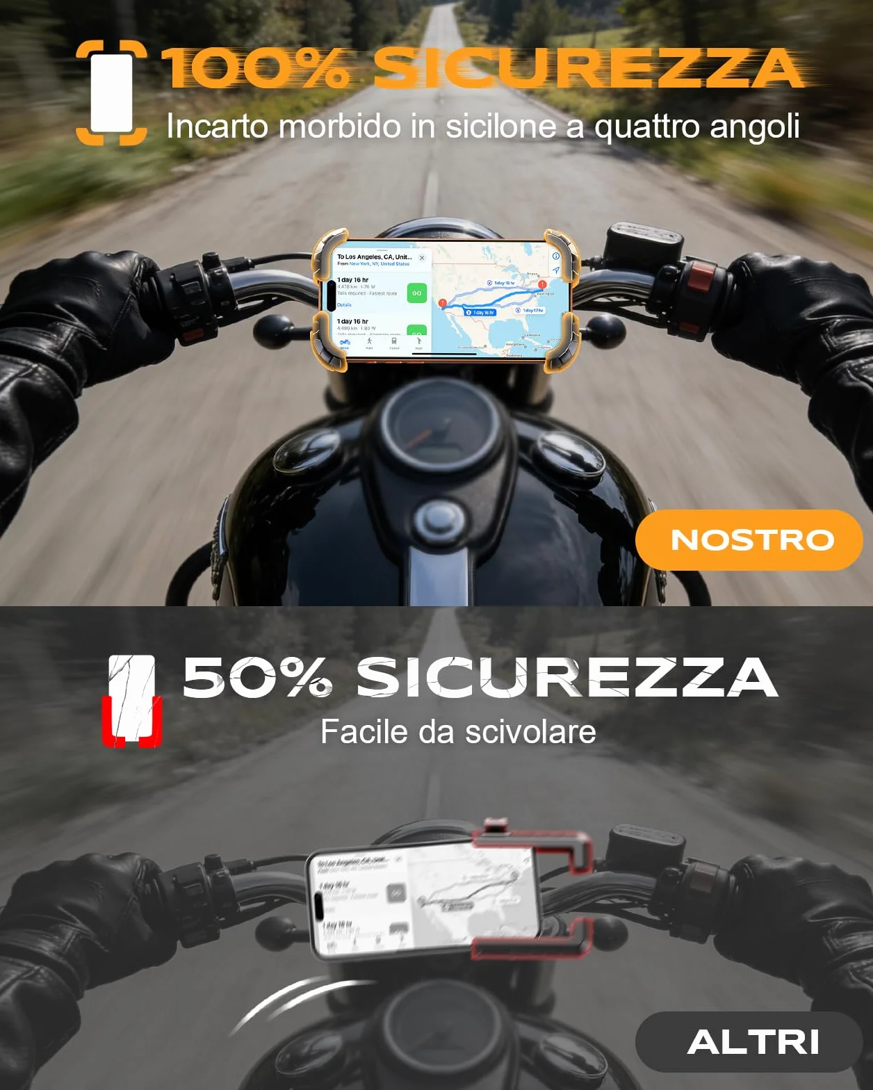 Babacom Porta Cellulare Moto, [Ultra Stabile & 1S Blocco Rapido] Porta Cellulare Bici per Universale Manubrio, 360° Rotabile Supporto Telefono Moto Compatibile con iPhone/Galaxy 4.7"-6.8" Smartphone