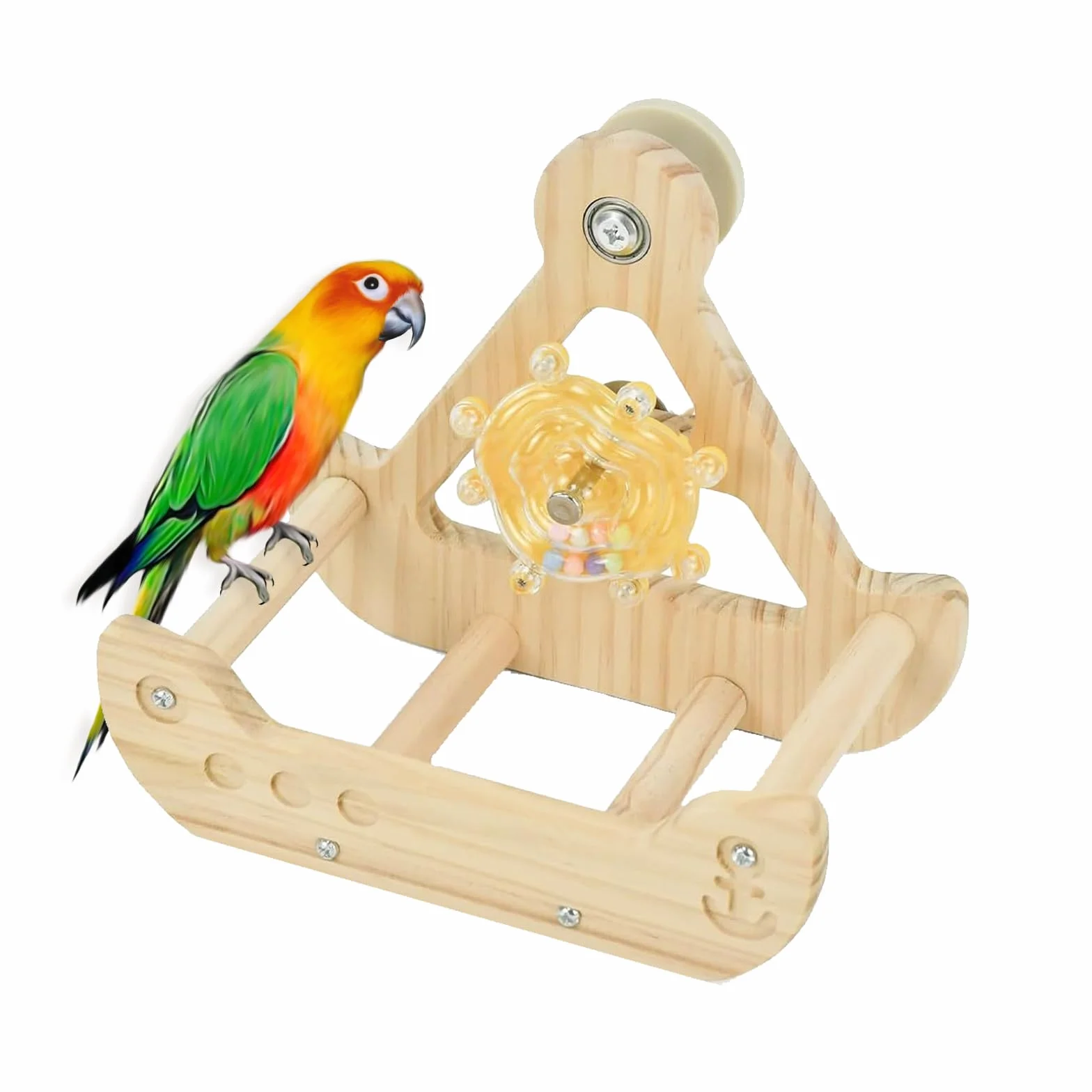 Altalena in Legno per Uccelli Giocattolo per Pappagalli Accessori Gabbia
