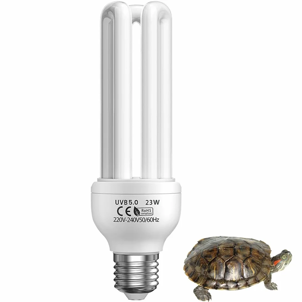 UVB 5.0 Lampada, E27 23W Lampadina UVA UVB, Lampada Fluorescente Compatta 5.0 UVB Lampadas, Lampadina UVB, per Tutti i Tipi di Uccelli in Cattivit, Rettili