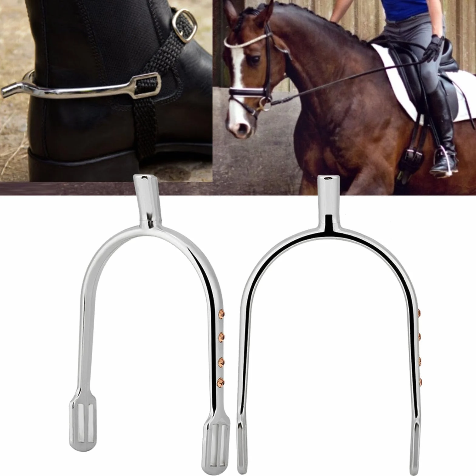 Speroni da Equitazione in Lega di Zinco, Placcati Argento, Design Sottile per Roping Inglese, Stile Femminile