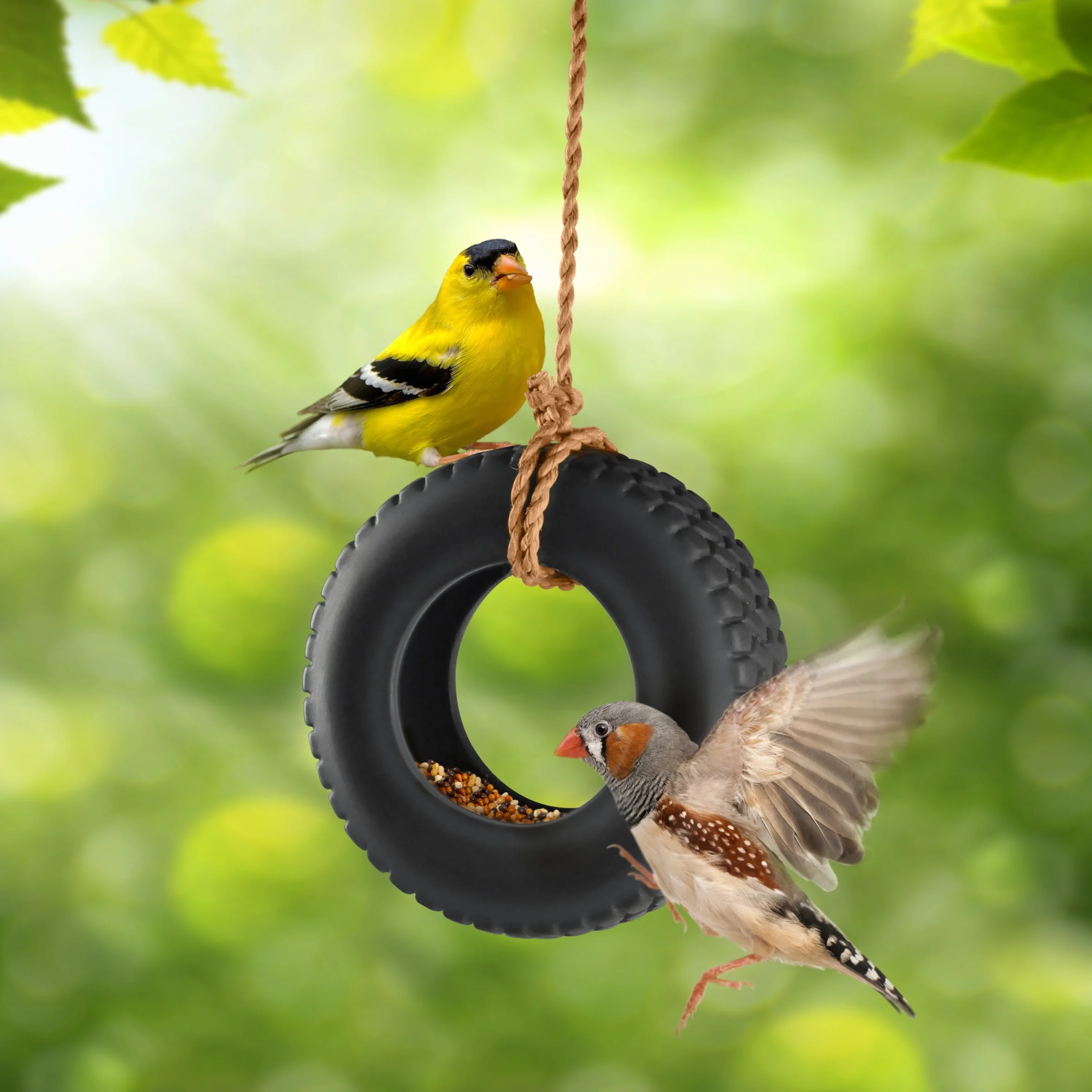 Fred Swing Time Mangiatoia per Uccellini Silicone Nero 4.5x15x35.5 cm