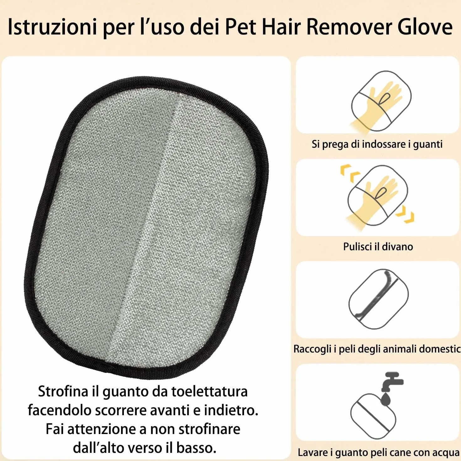 2 Guanto Peli Gatto, Guanto Peli Cane per la Rimozione dei Peli di Animali Domestici, per il Lavaggio dei Peli di Animali Domestici, Guanto Leva Peli Animali per la Pulizia dei Tappeti e dei Divani