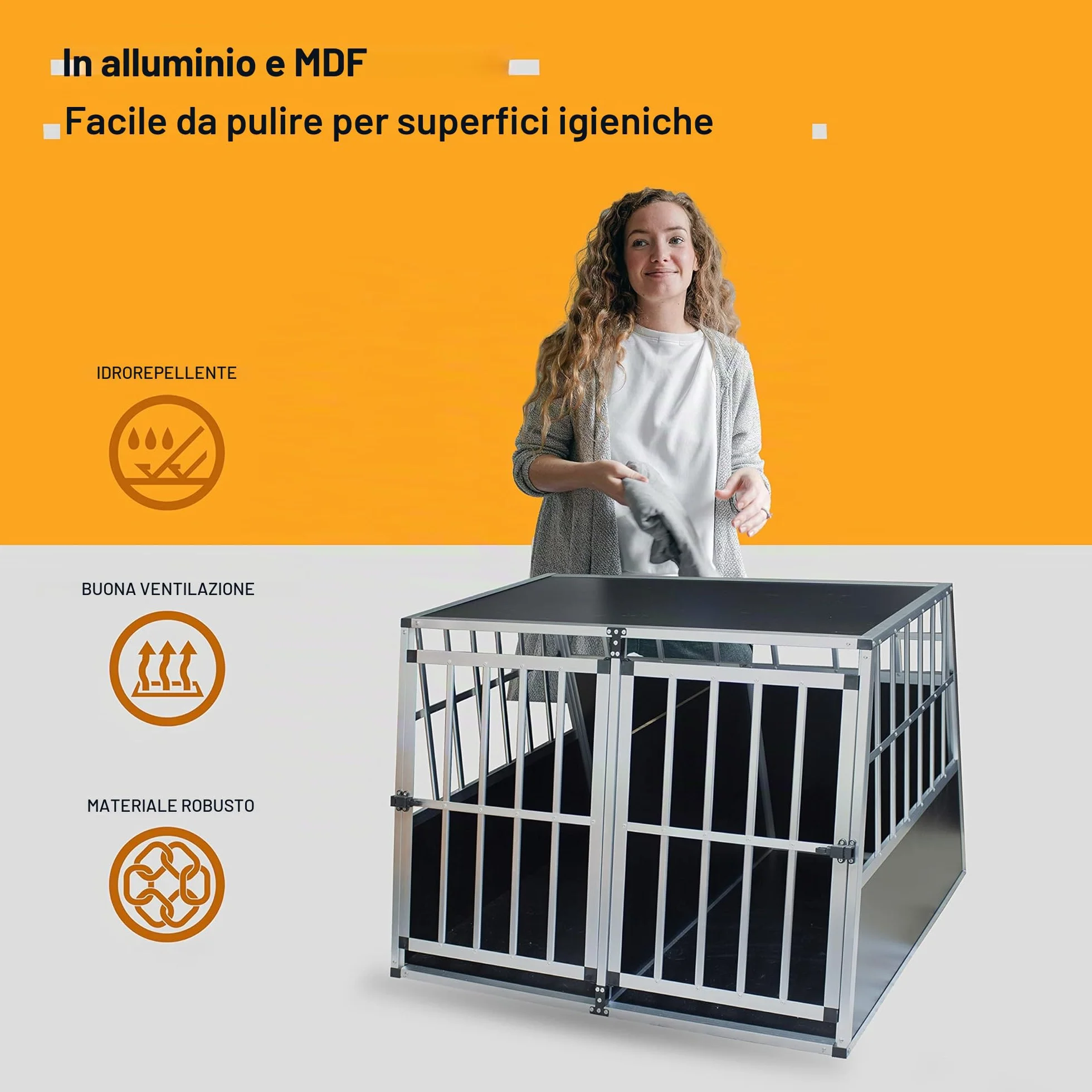 Merschbrock Trade GmbH - Trasportino per cani XL per auto, box da viaggio, gabbia per cani