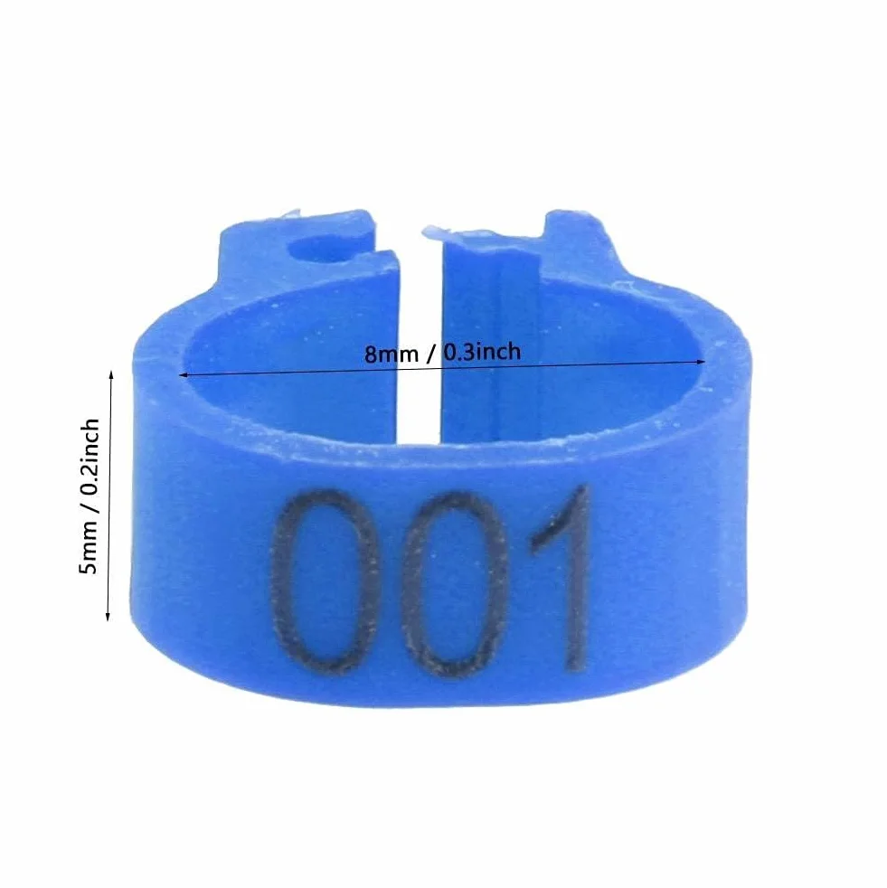 Plastikowe obrączki na nogi dla ptaków 8 mm numerowane zestaw