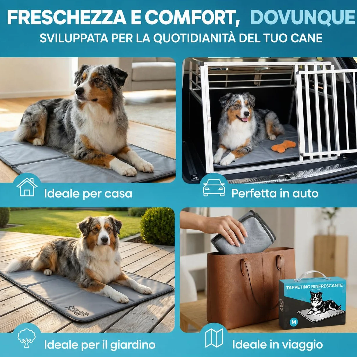 Cooling mat for dogs XL XXL - Tappetino refrigerante cane auto rinfrescante con gel non tossico pieghevole