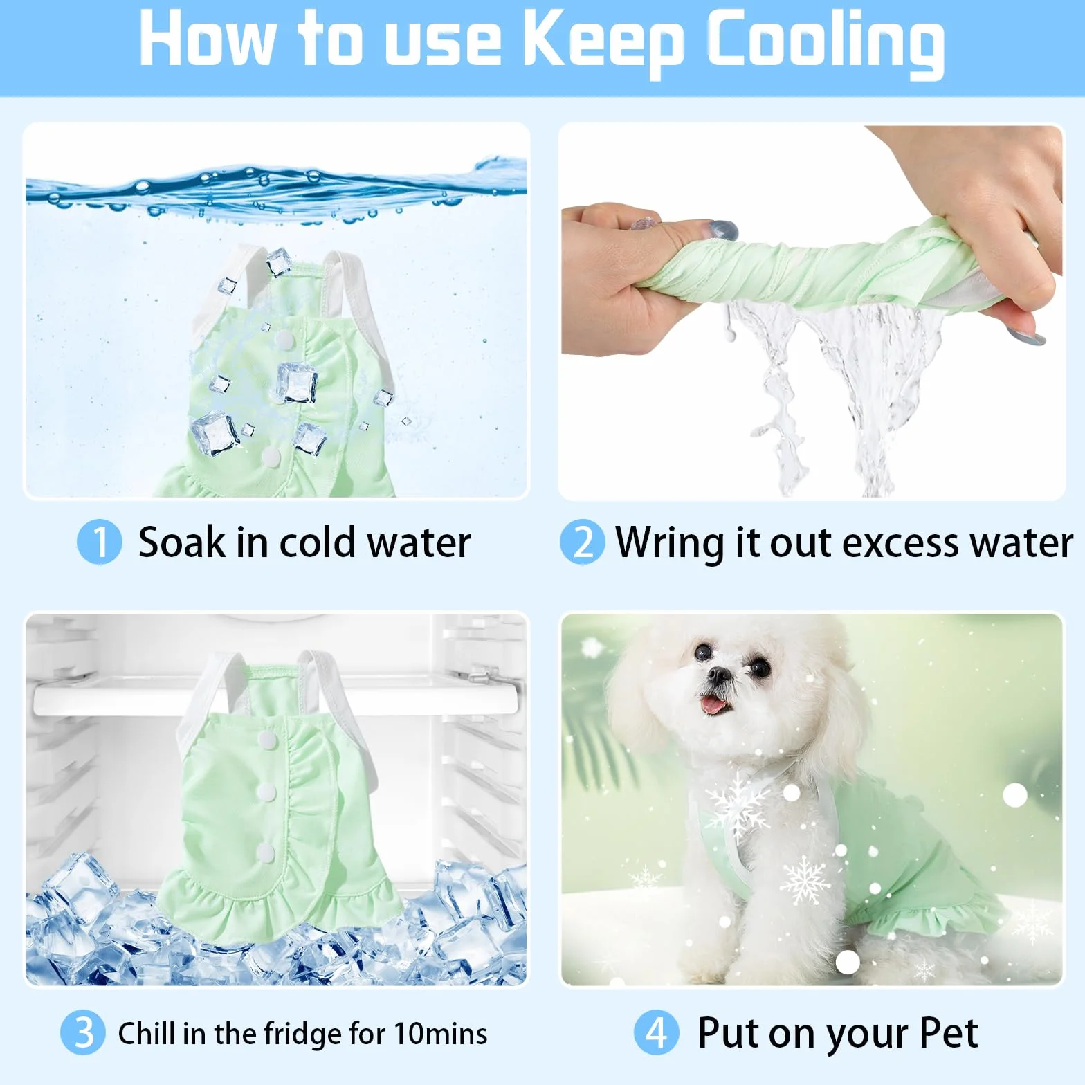 Vestito Rinfrescante per Cani - Top Smanicato Traspirante ad Asciugatura Rapida con Volants, Abbigliamento Estivo per Cani di Taglia Piccola/Media e Gatti