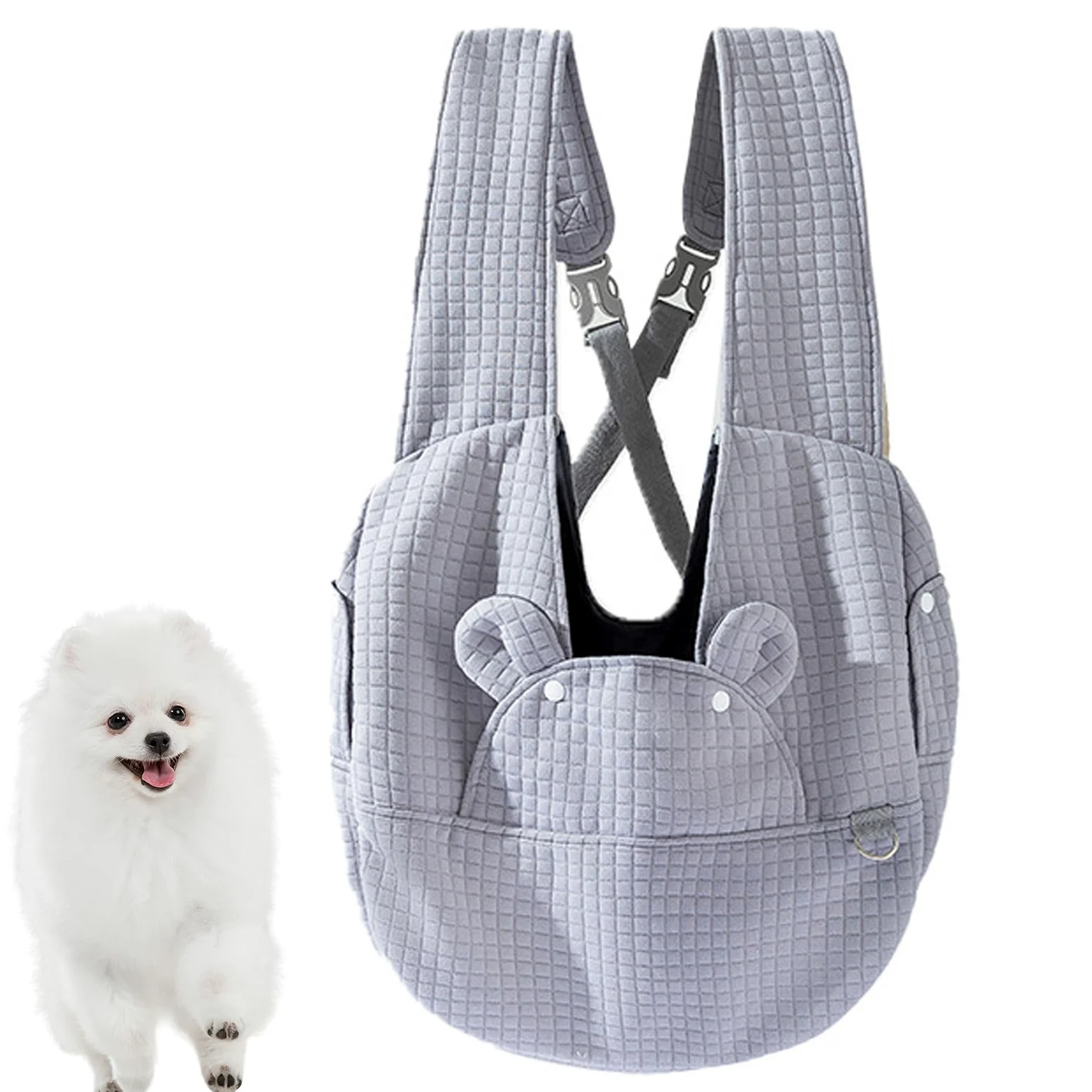 Borsa da Trasporto per Cani, Borsa da Viaggio per Cani, Marsupio per Cani di Piccola Taglia per Cane/Gatto Fino A 6 kg, per Viaggio, Ciclismo, Passeggiata,Grigio