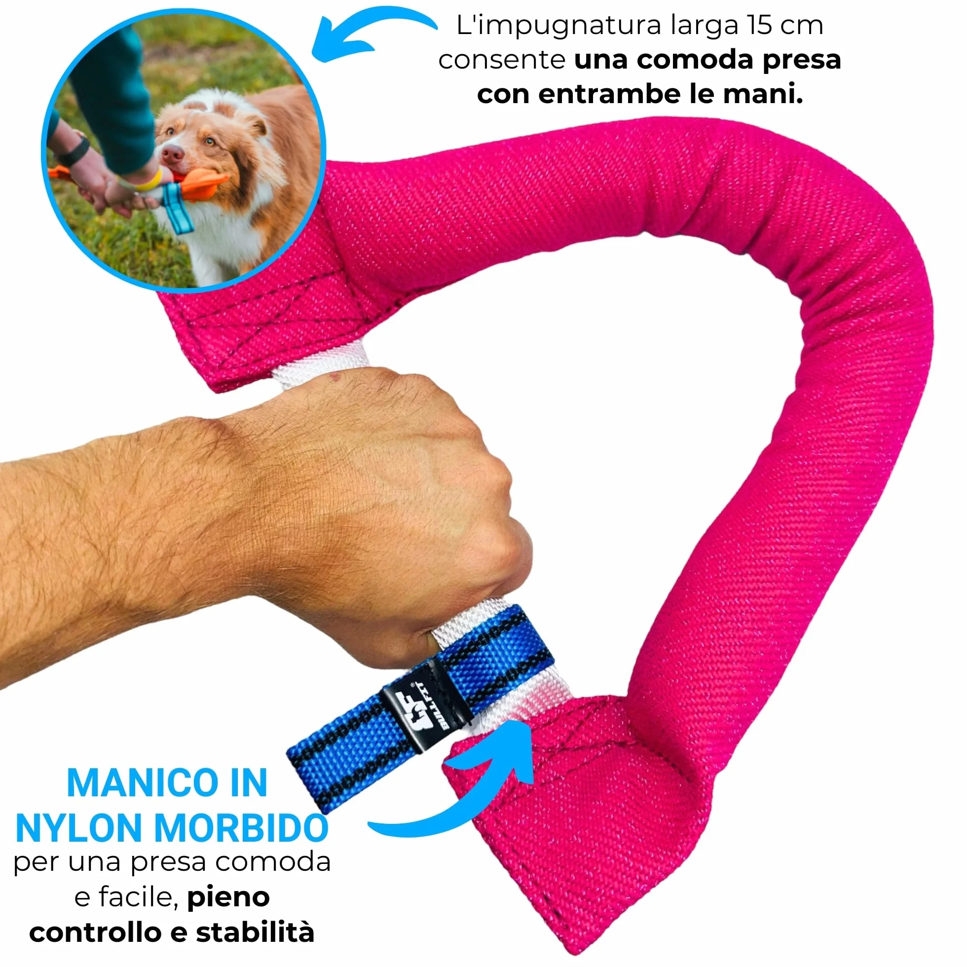 Bull Fit Manicotto per Cani a Ferro di Cavallo 30 cm, Salsicciotto Molto Robusto per I'addestramento dei Cani, per il Tiro alla Fune e per i Giochi di Tiro alla Fune, Rosa