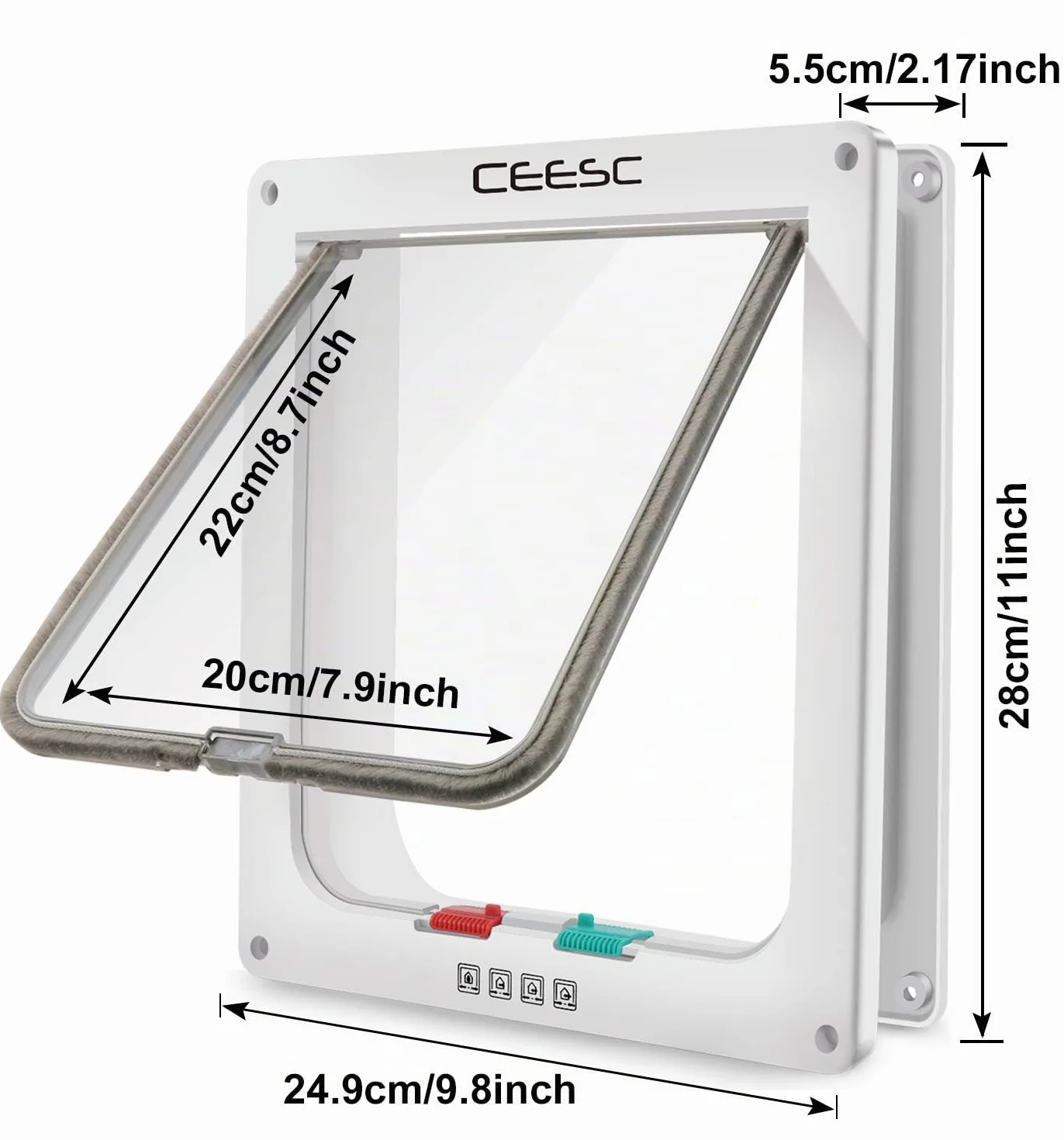 CEESC Grande gattino chiusura a 4 vie per gatti e cani piccola circonferenza <63 cm 28 x 24,9 cm