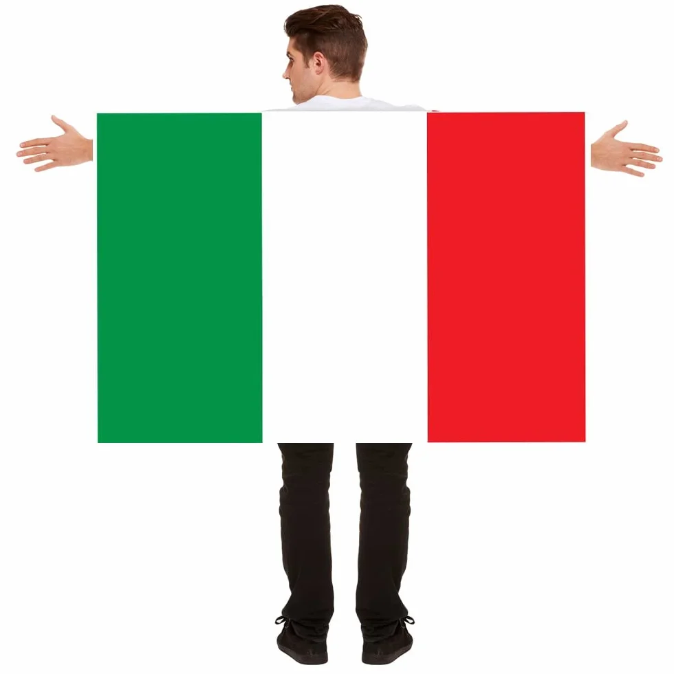 90 x 150 cm Bandiera Italiana Bandiere Italian Flag Indossabile Italia Mantello FAN Italiana 3x5 ft Pallone da Calcio con Decorazioni con Maniche per Parata Accessori per Feste Eventi Sportivi