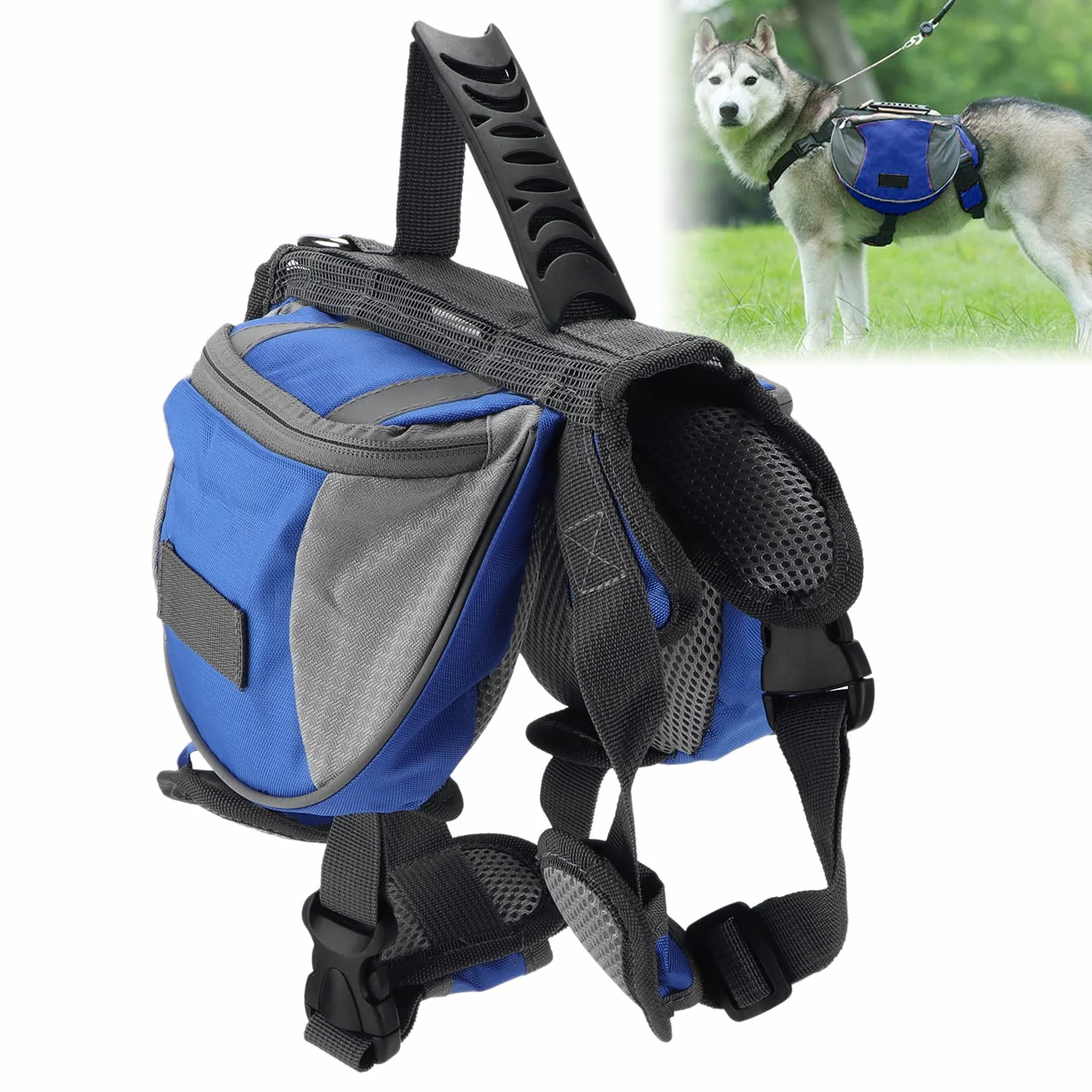 Zaino per Cani, Borse Laterali per Cani da Caccia Campeggio Trekking Borsa da Sella per Zaino con Strisce Riflettenti, Zaino per Borse da Sella per Cani di Taglia Piccola, Media