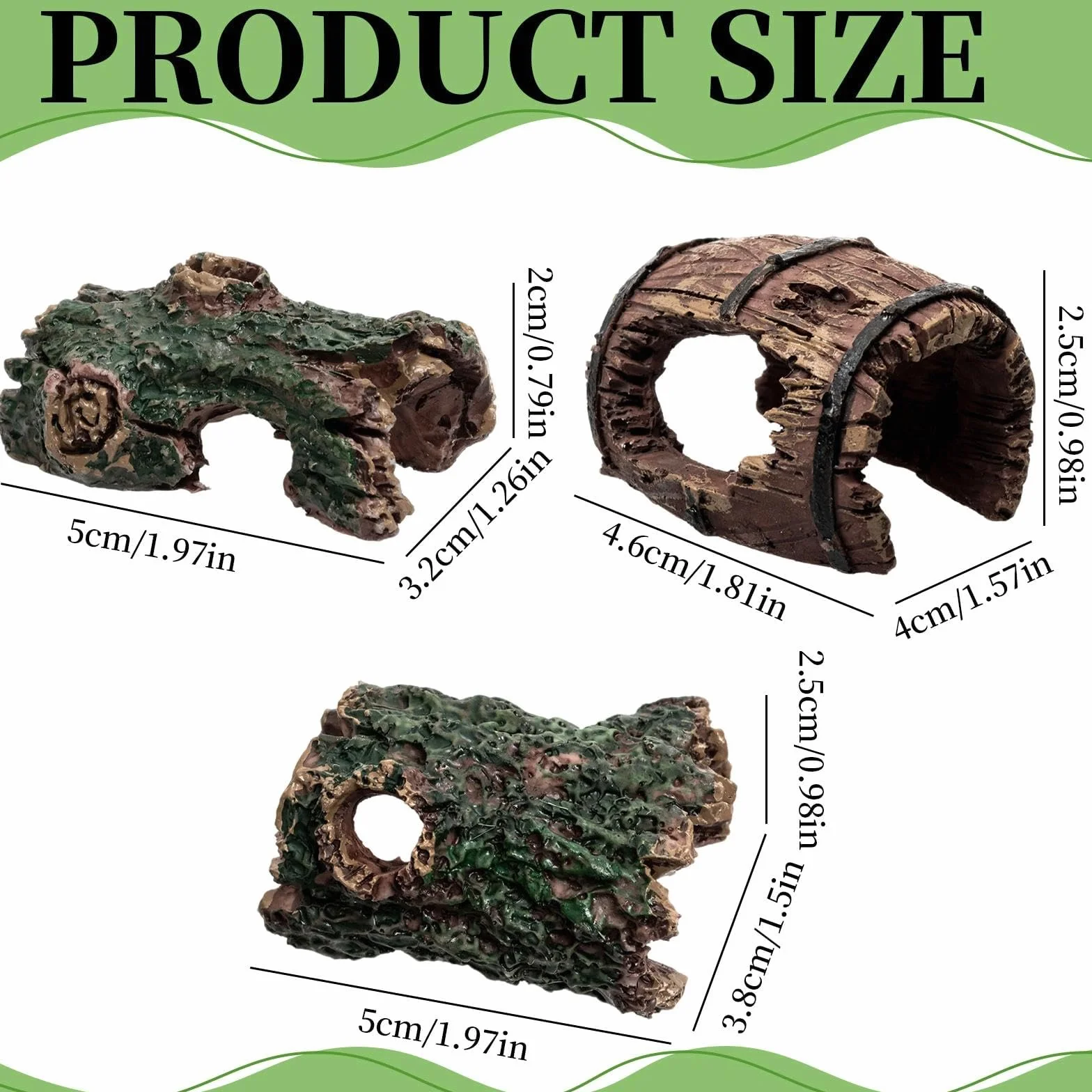 6 Pezzi Resina Decorazioni Acquario Rocce per Acquario Tronchi Legno Decorativi Legno Decorazione Tronchi d'Albero Cavi Grotte Nascondiglio Ideale per Betta Gamberetti Vasche
